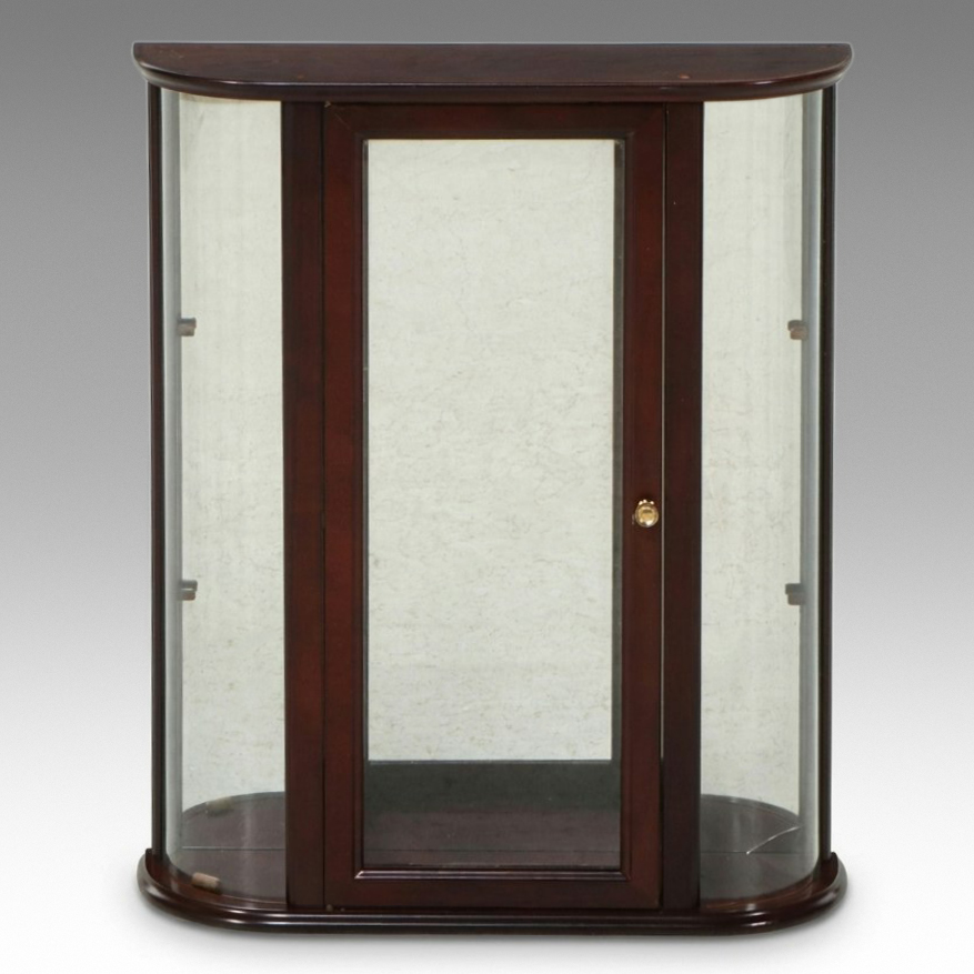 The Bombay Company Mahogany Finish Wall-Mount Curio Cabinet, Late 20th Century