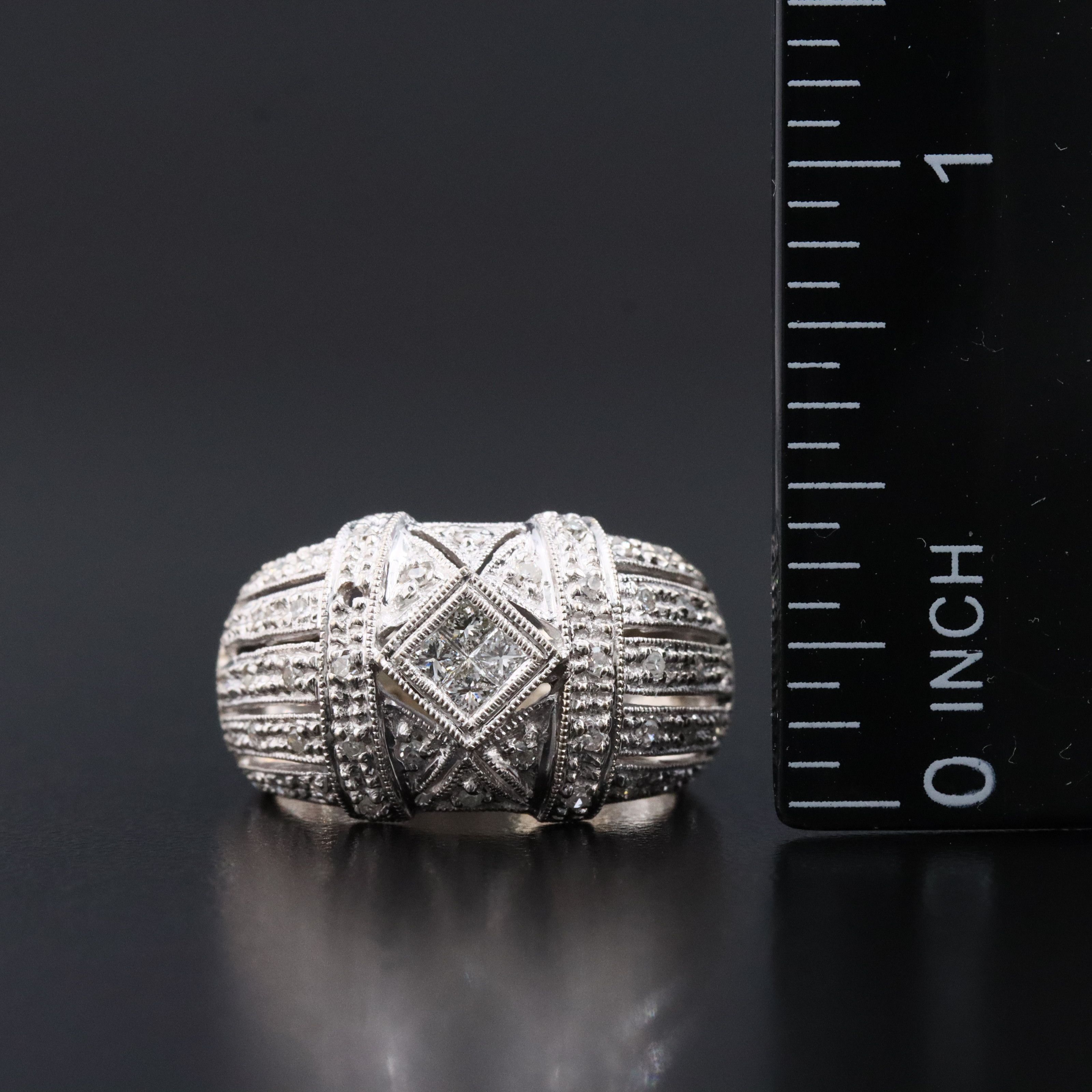 Art Deco Style 14K 0.37 CTW Diamond Dome Ring