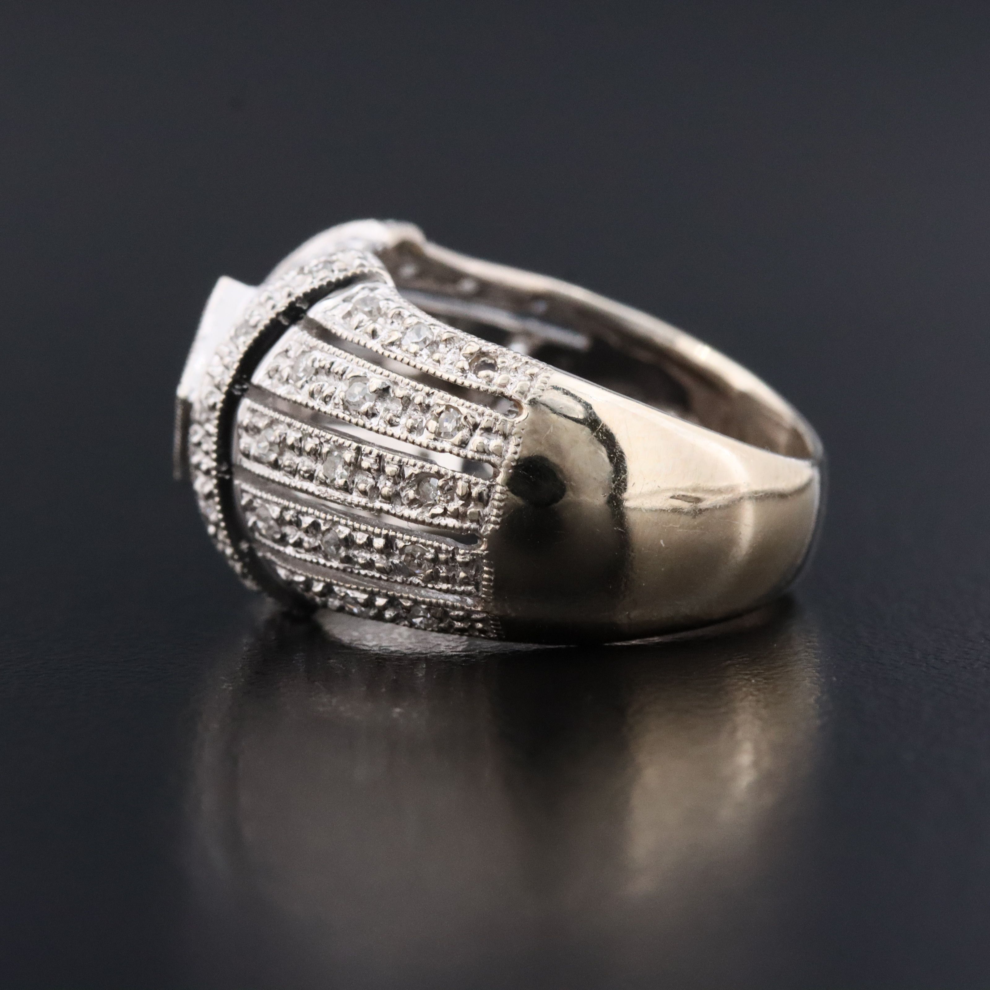 Art Deco Style 14K 0.37 CTW Diamond Dome Ring