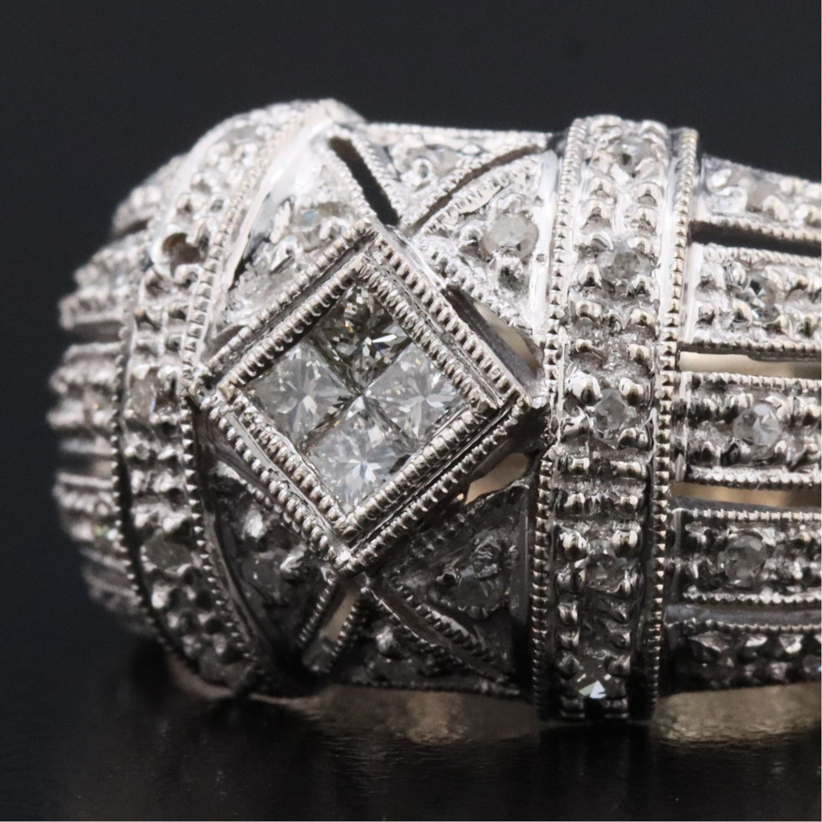 Art Deco Style 14K 0.37 CTW Diamond Dome Ring