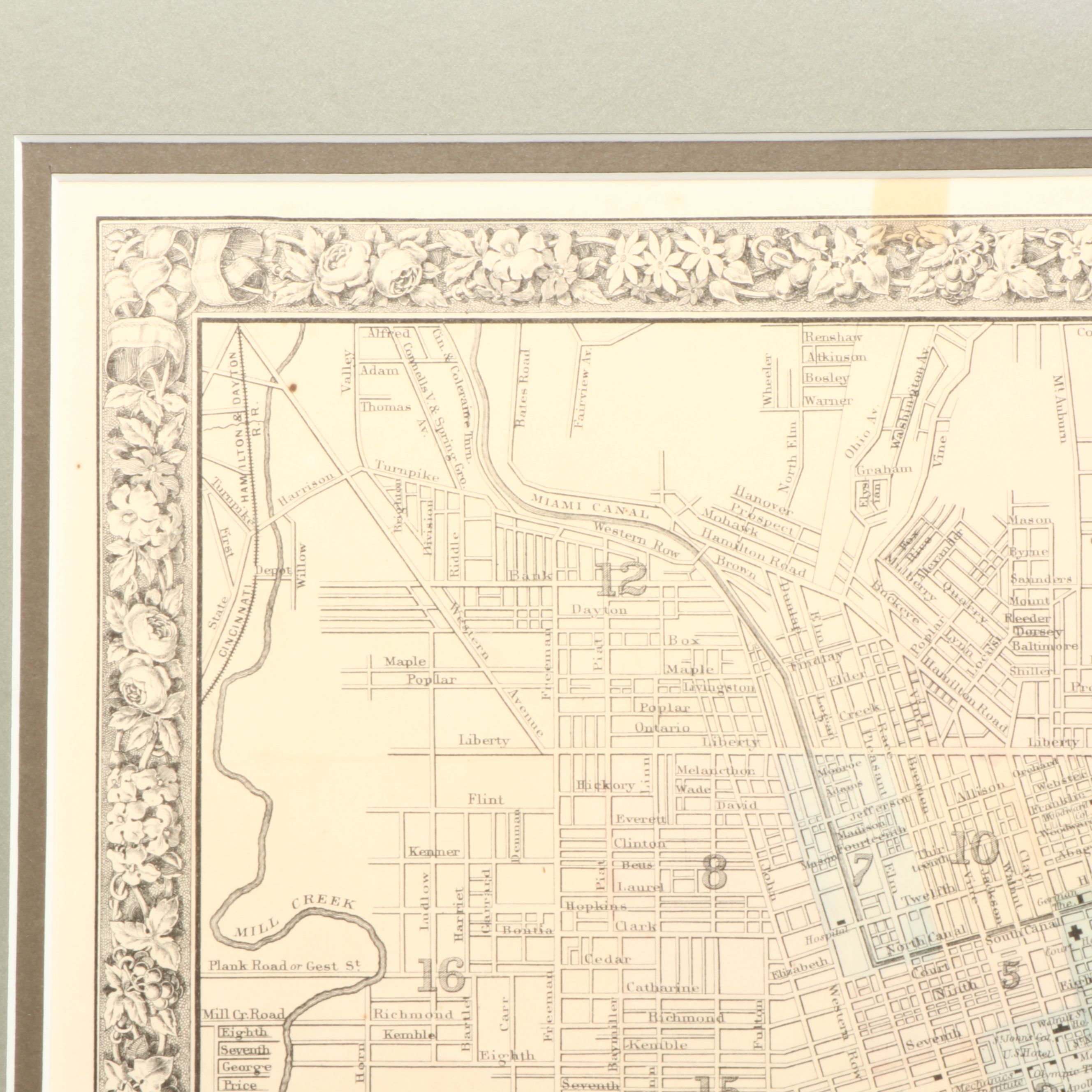 1860 "Plan of Cincinnati and Vicinity" Hand-Colored Engraved Map