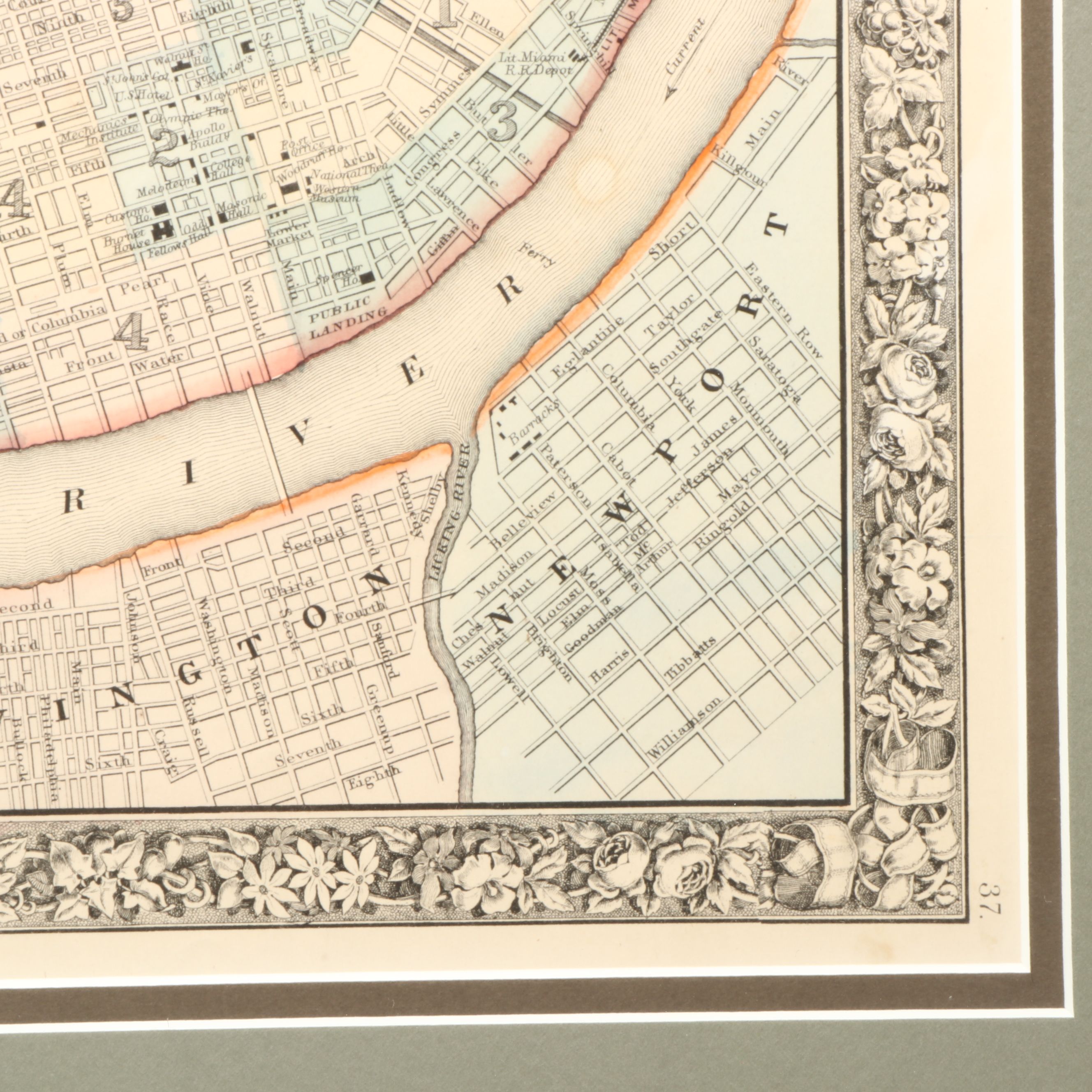 1860 "Plan of Cincinnati and Vicinity" Hand-Colored Engraved Map