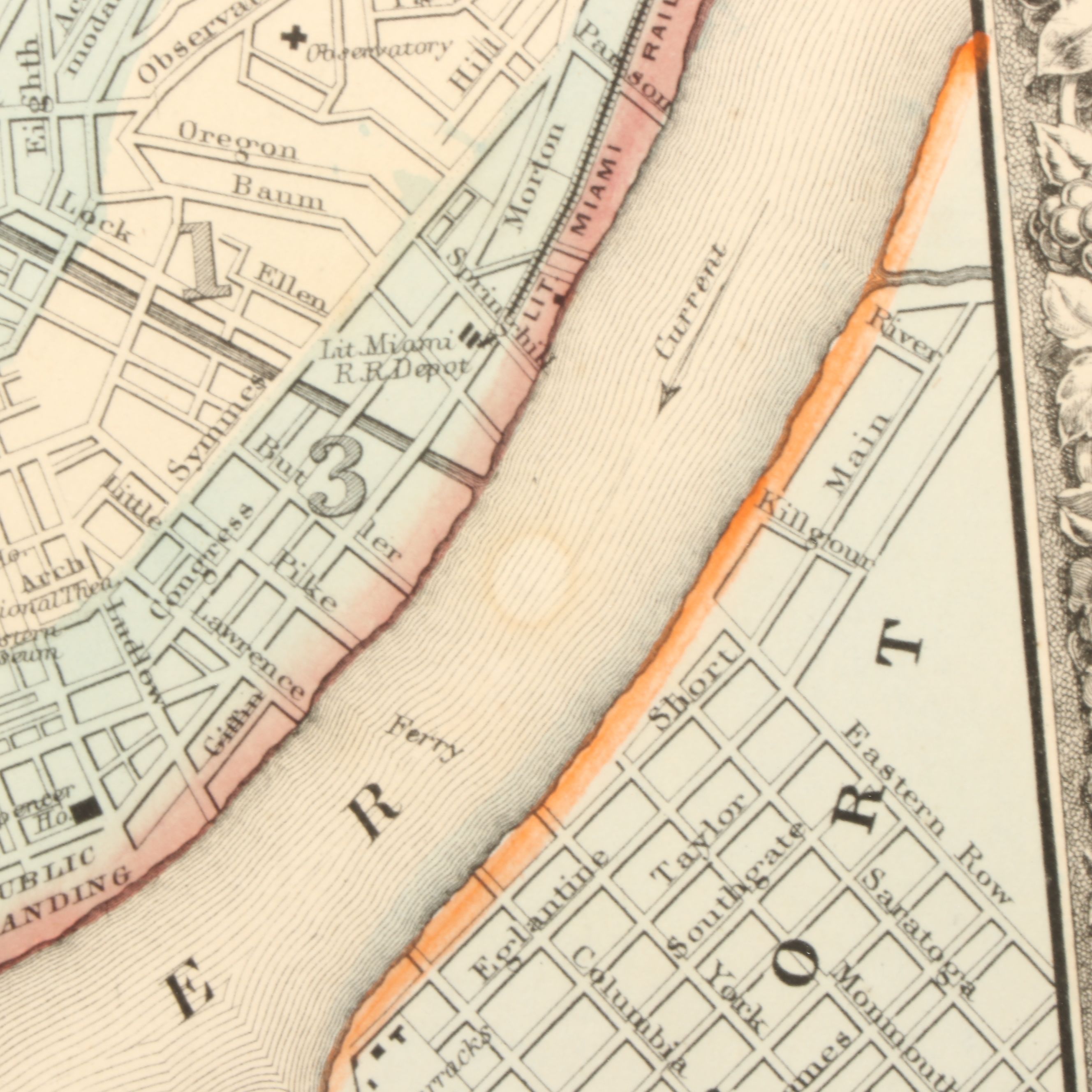 1860 "Plan of Cincinnati and Vicinity" Hand-Colored Engraved Map