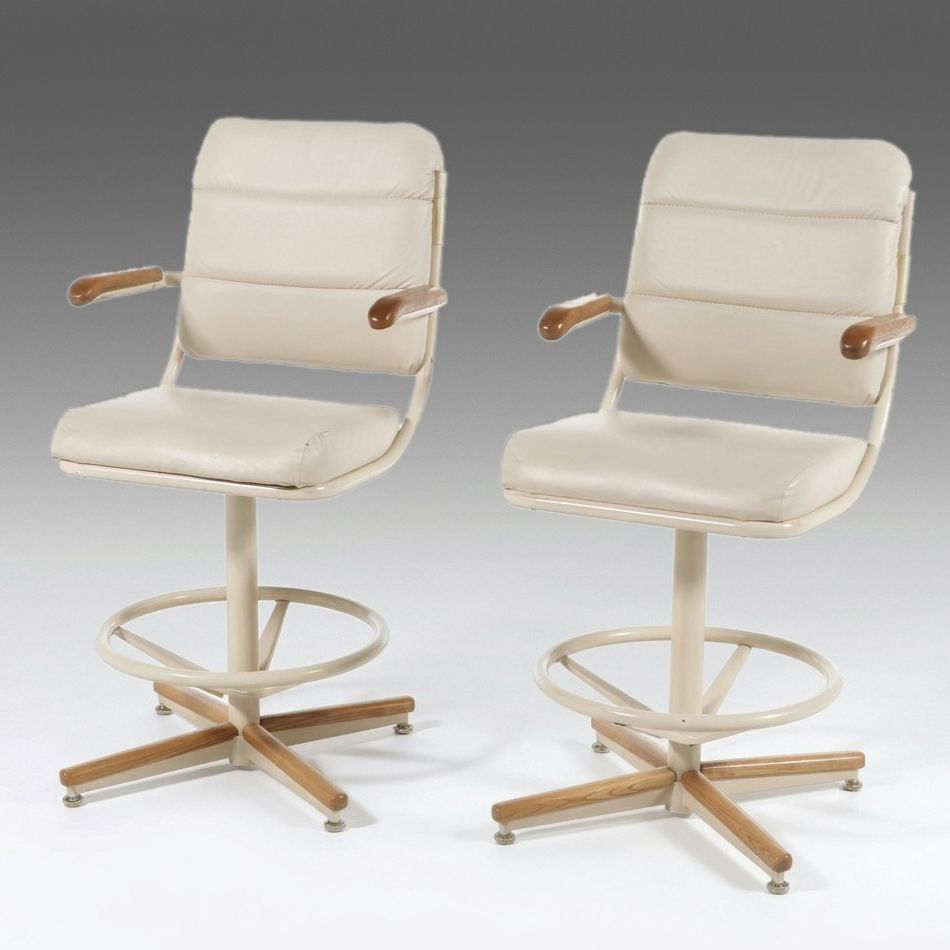 Pair of Chromcraft Postmodern Style Swivel Barstools, 1975