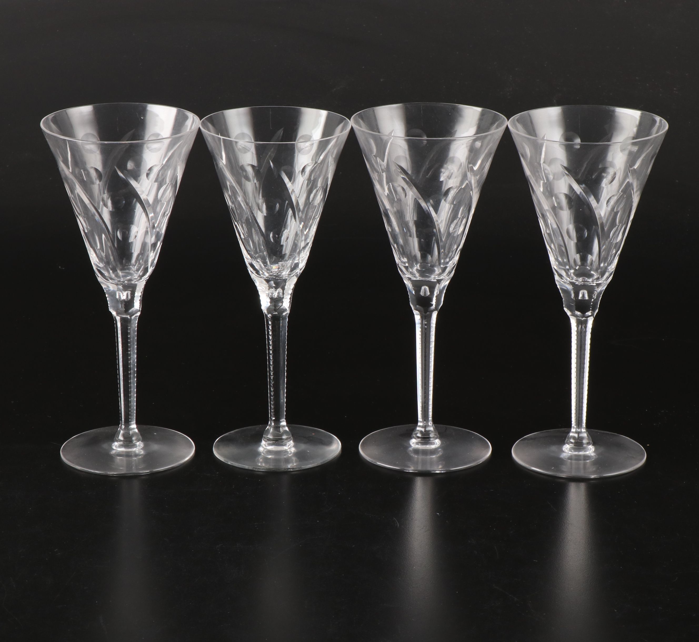 Seneca "Jack" Floral Etched Glass Stemware, Mid to Late 20th Century