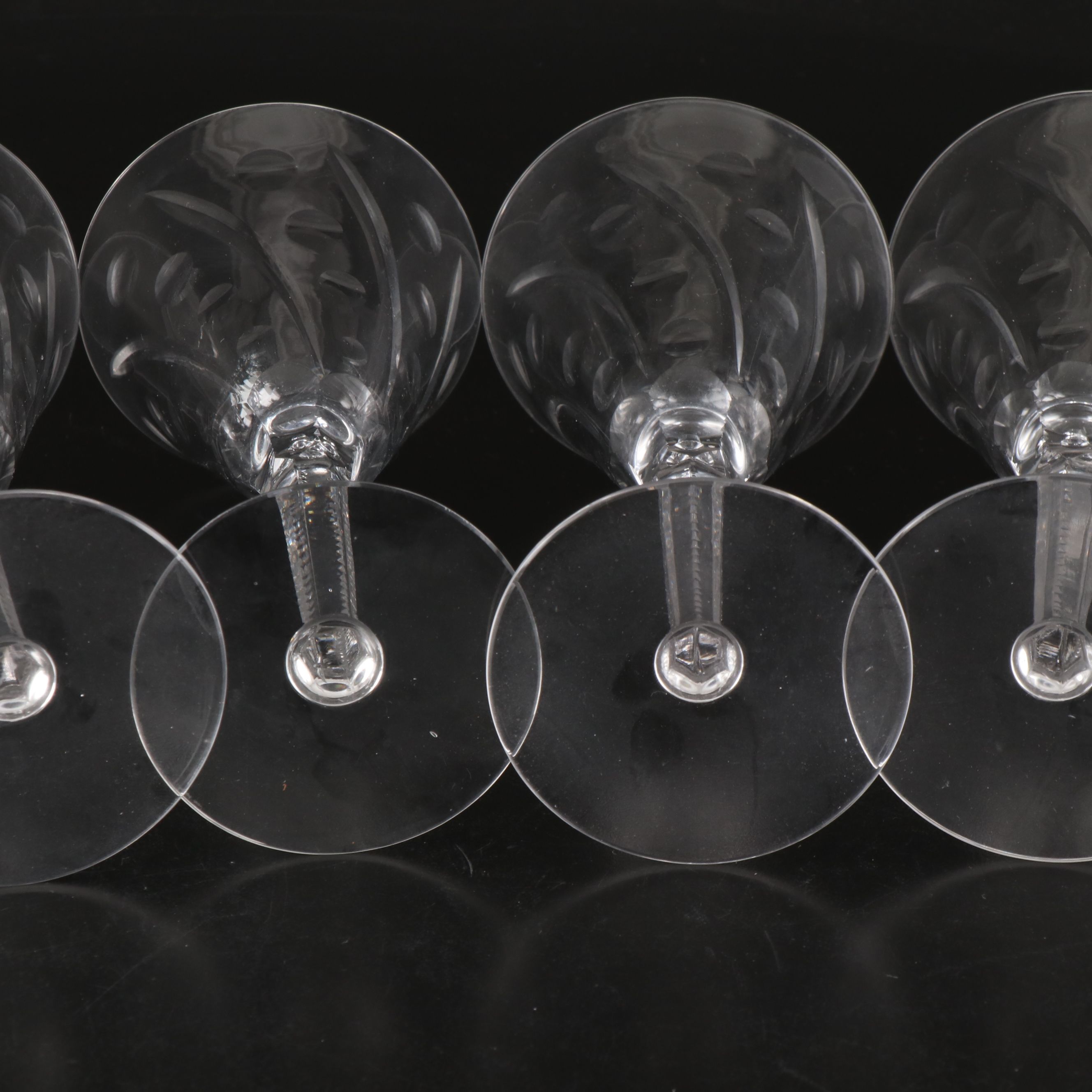 Seneca "Jack" Floral Etched Glass Stemware, Mid to Late 20th Century