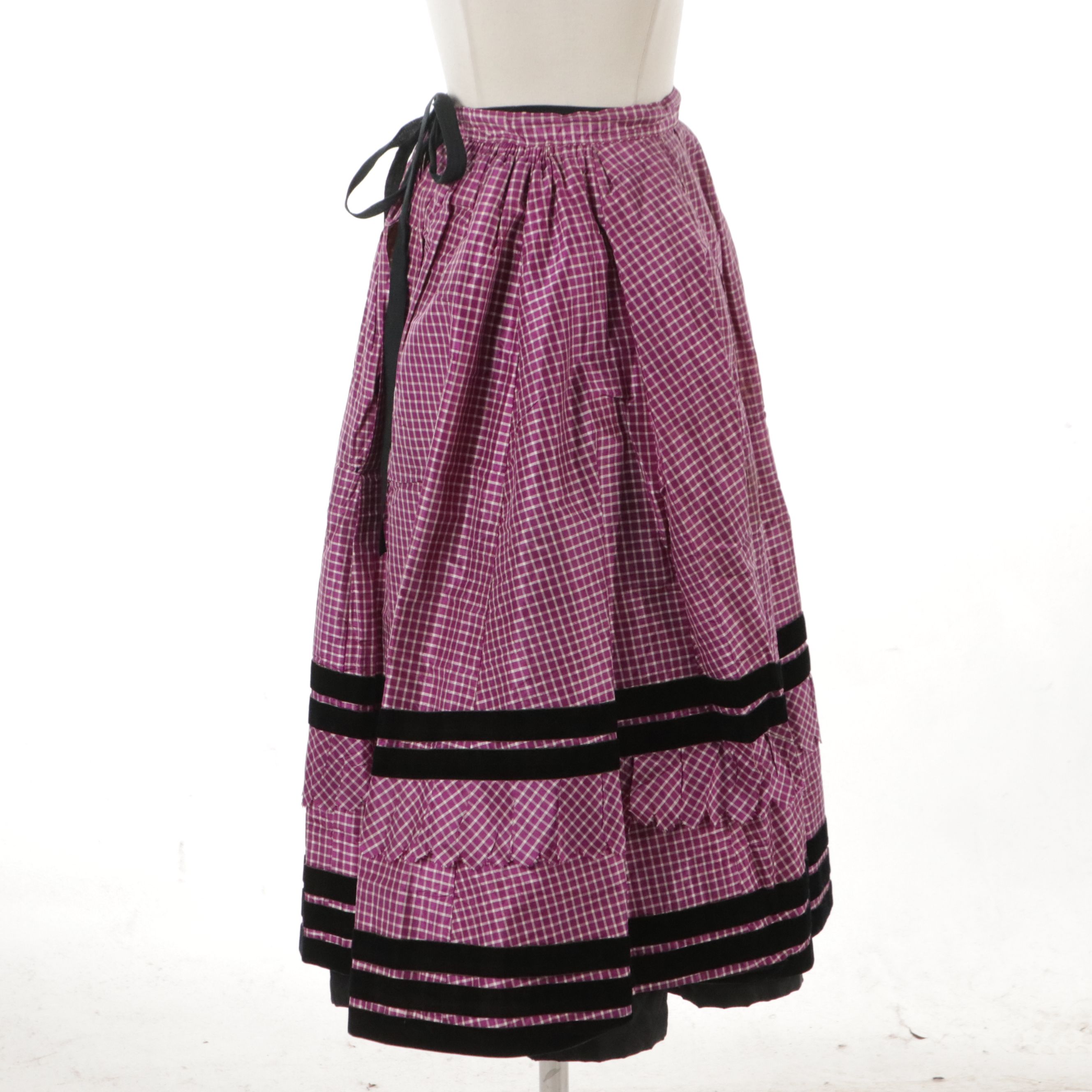 Vintage Gingham Taffeta Basque-Waist Sweetheart Dress and Square Dancing Skirt