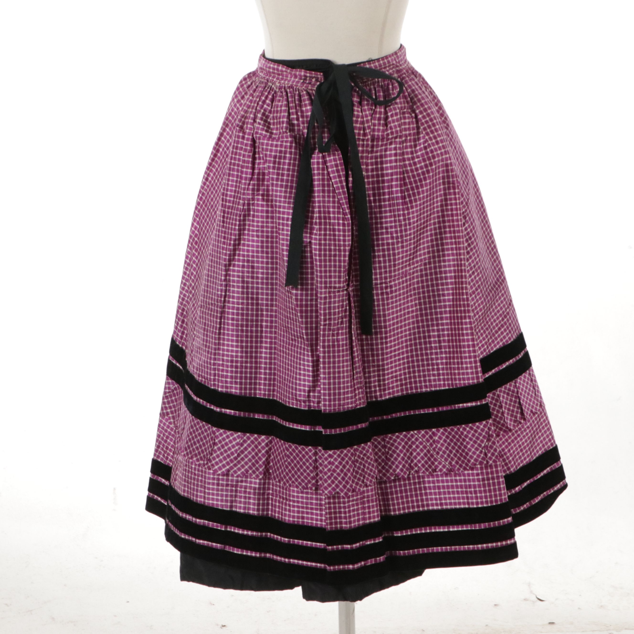 Vintage Gingham Taffeta Basque-Waist Sweetheart Dress and Square Dancing Skirt
