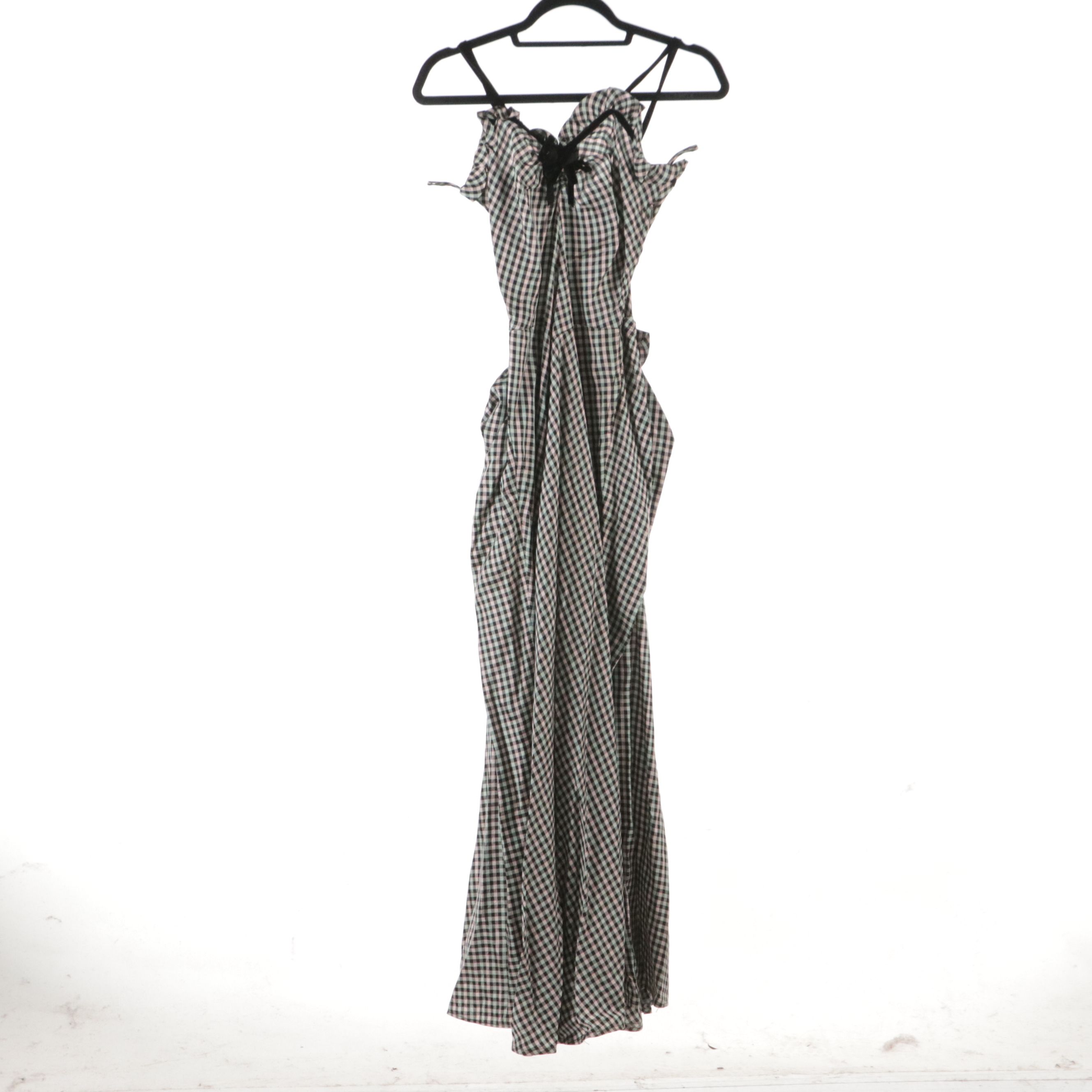 Vintage Gingham Taffeta Basque-Waist Sweetheart Dress and Square Dancing Skirt