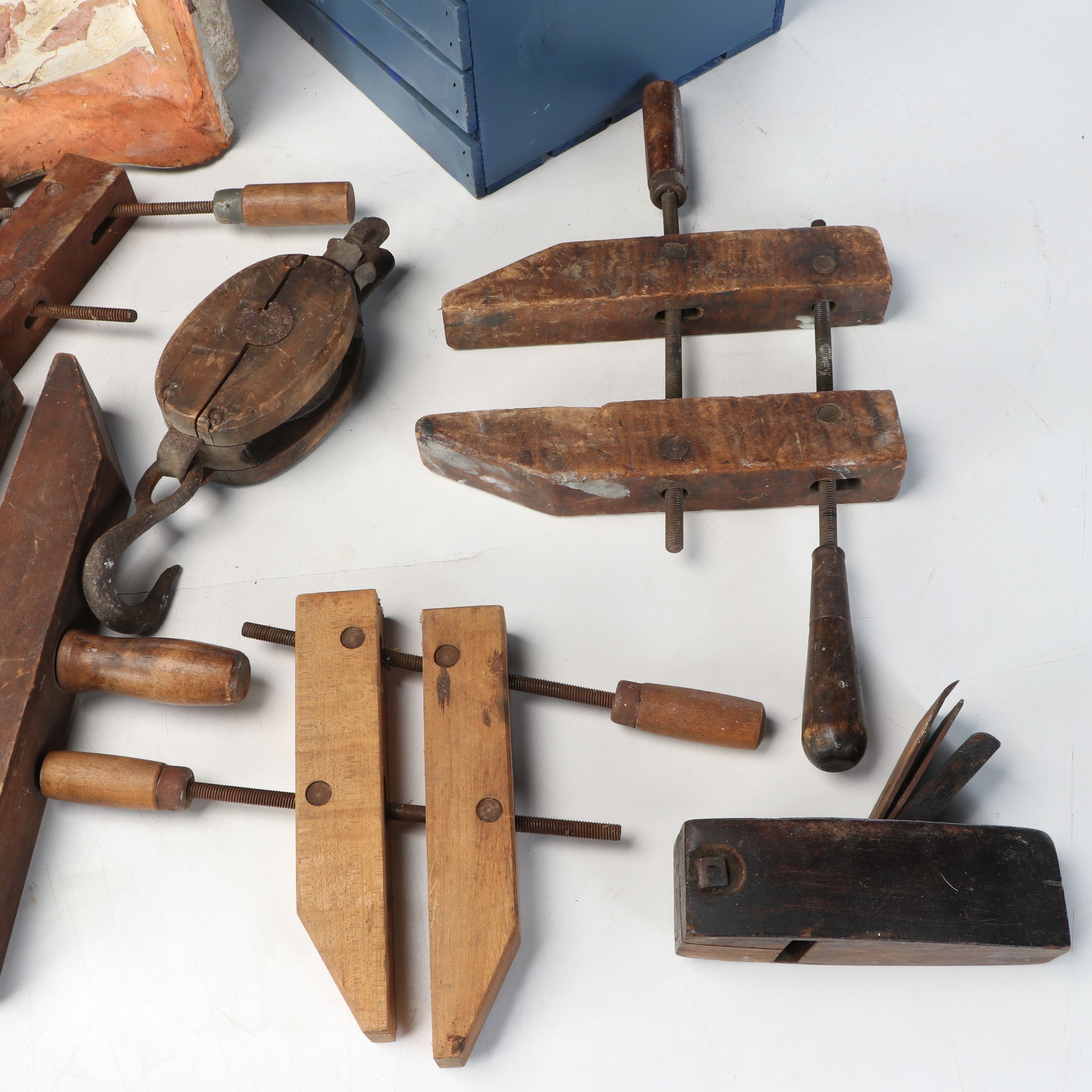 Wood Handscrew Clamps, Storage Crate and More Vintage Tools