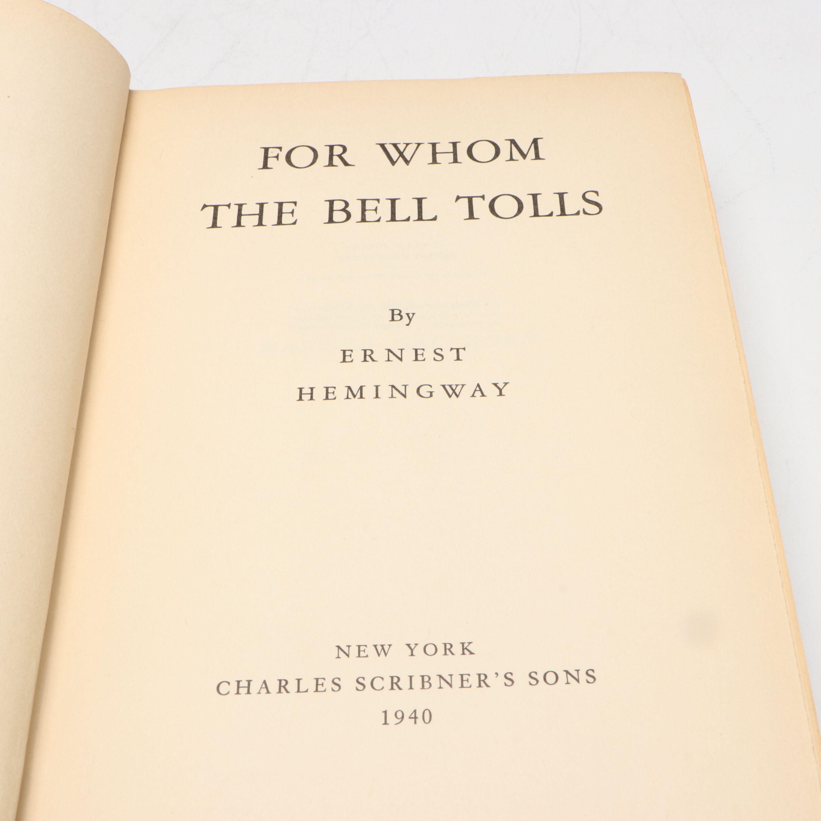 First Printing "For Whom the Bell Tolls" by Ernest Hemingway, 1940