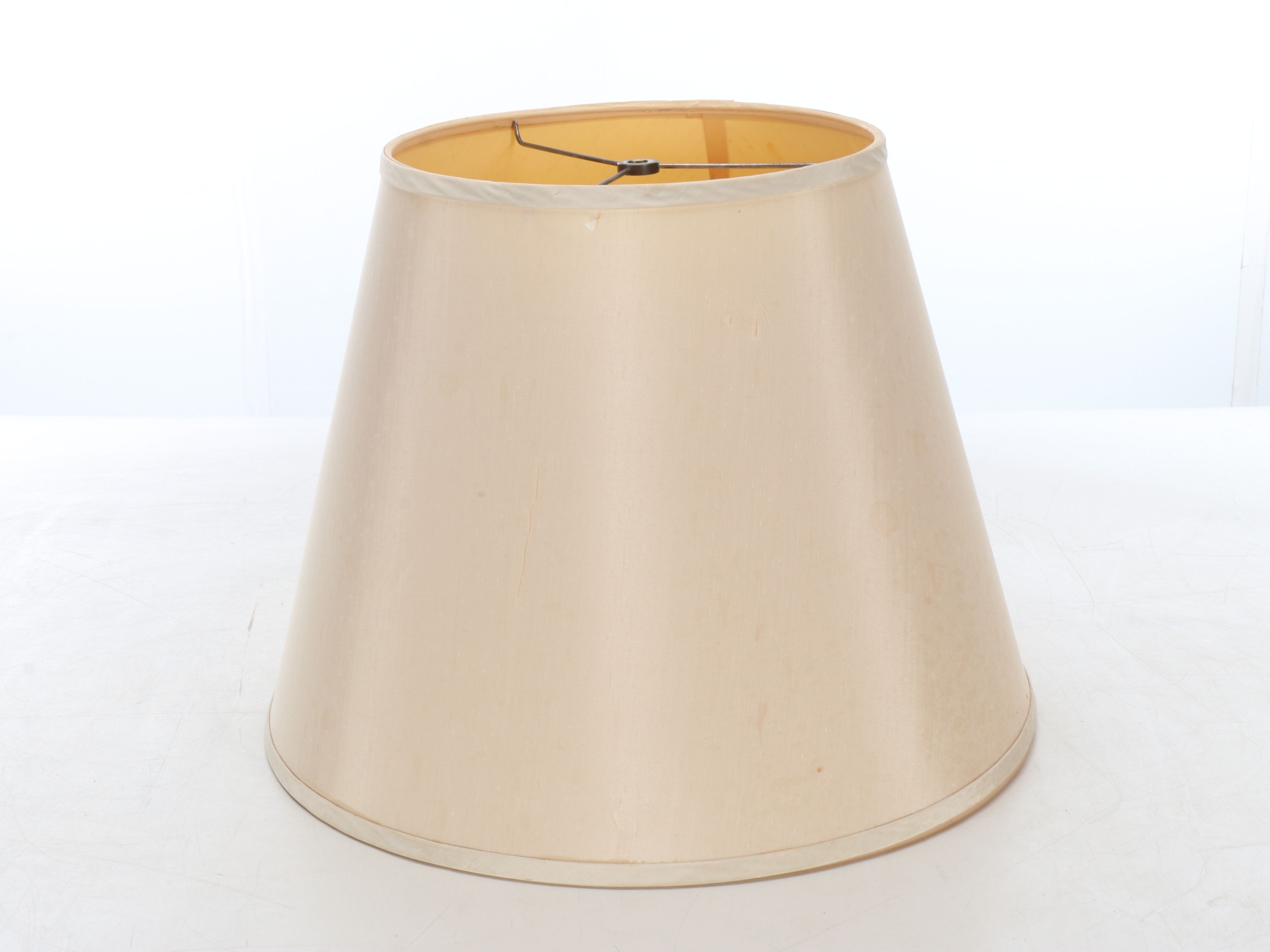 Chinese Blue and White Floral Porcelain Table Lamp with Silk Shade