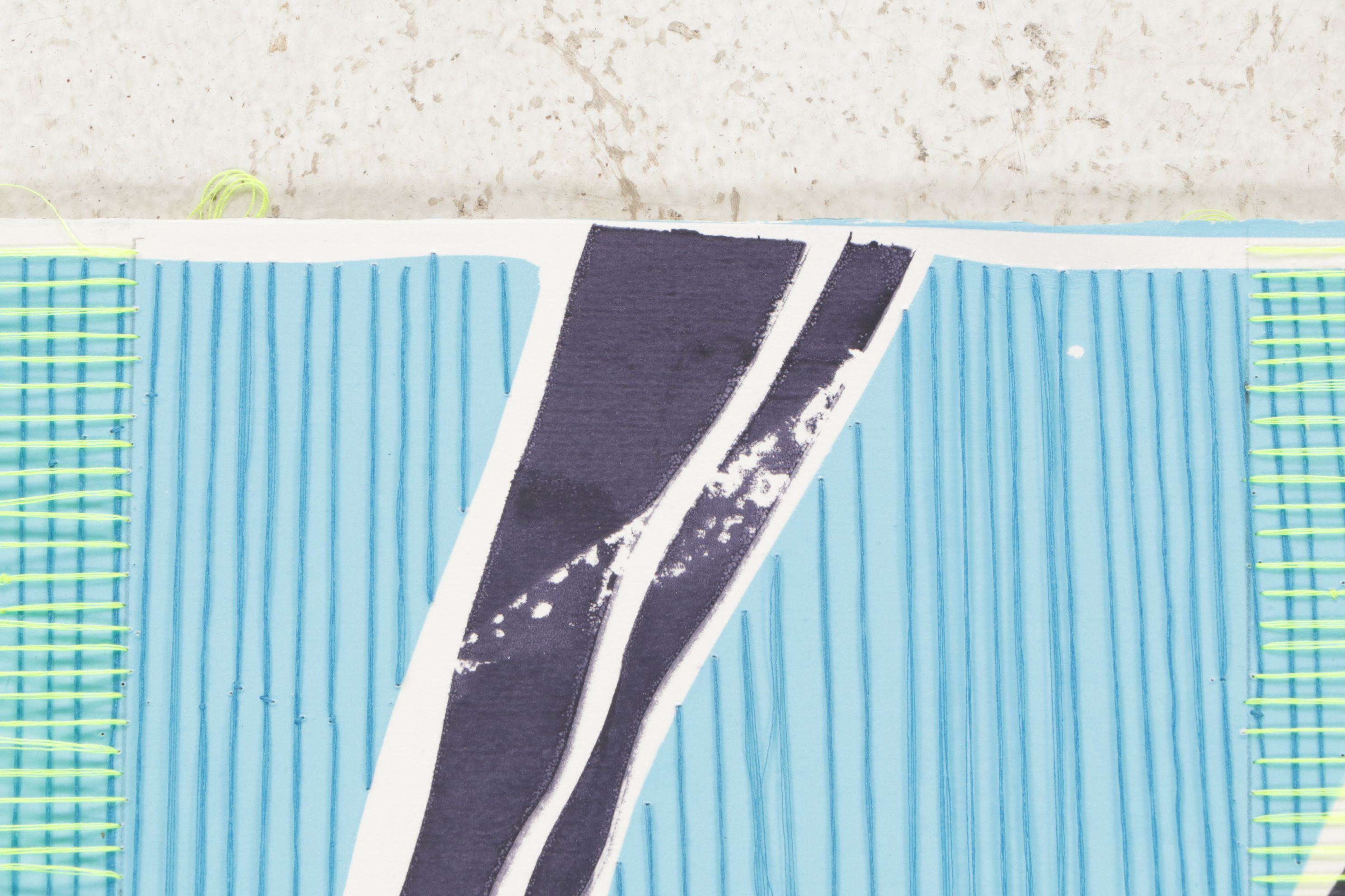 Tarli Bird Hand-Embroidered Serigraph of a Stylized Metropolitan Map