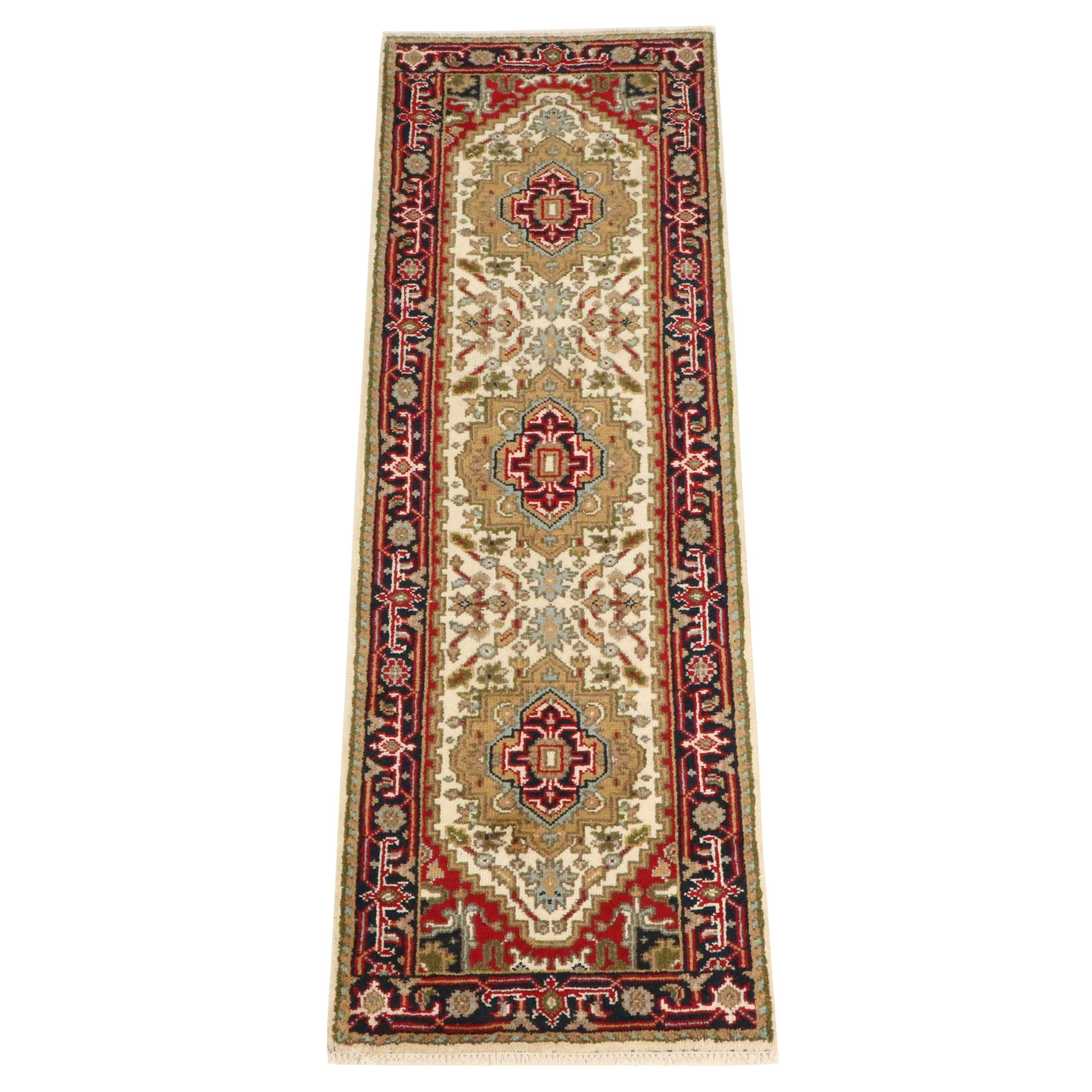 2'6 x 8'1 Hand-Knotted Indo-Persian Serapi Carpet Runner
