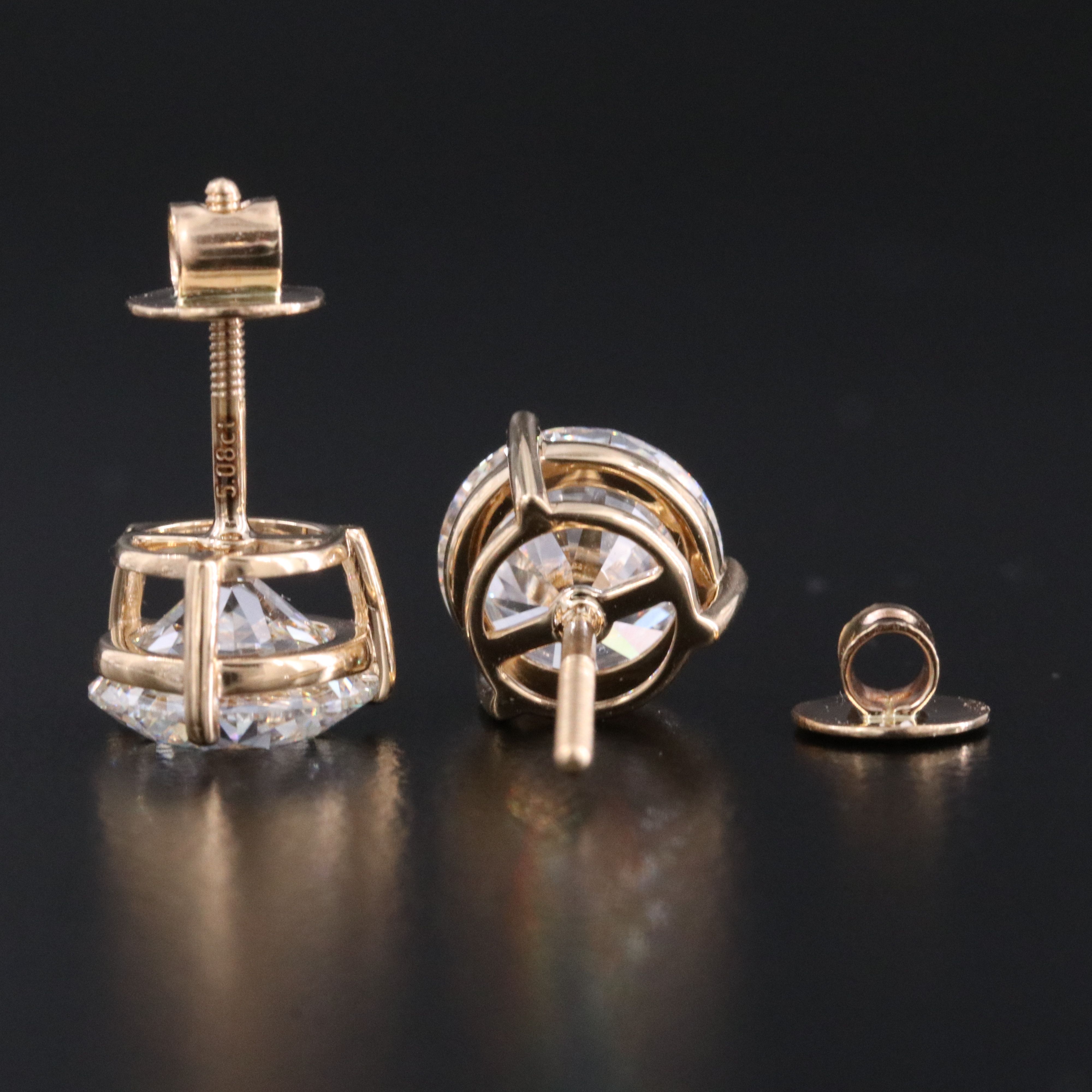 18K 5.08 CTW Lab Grown Diamond Stud Earrings with IGI Reports