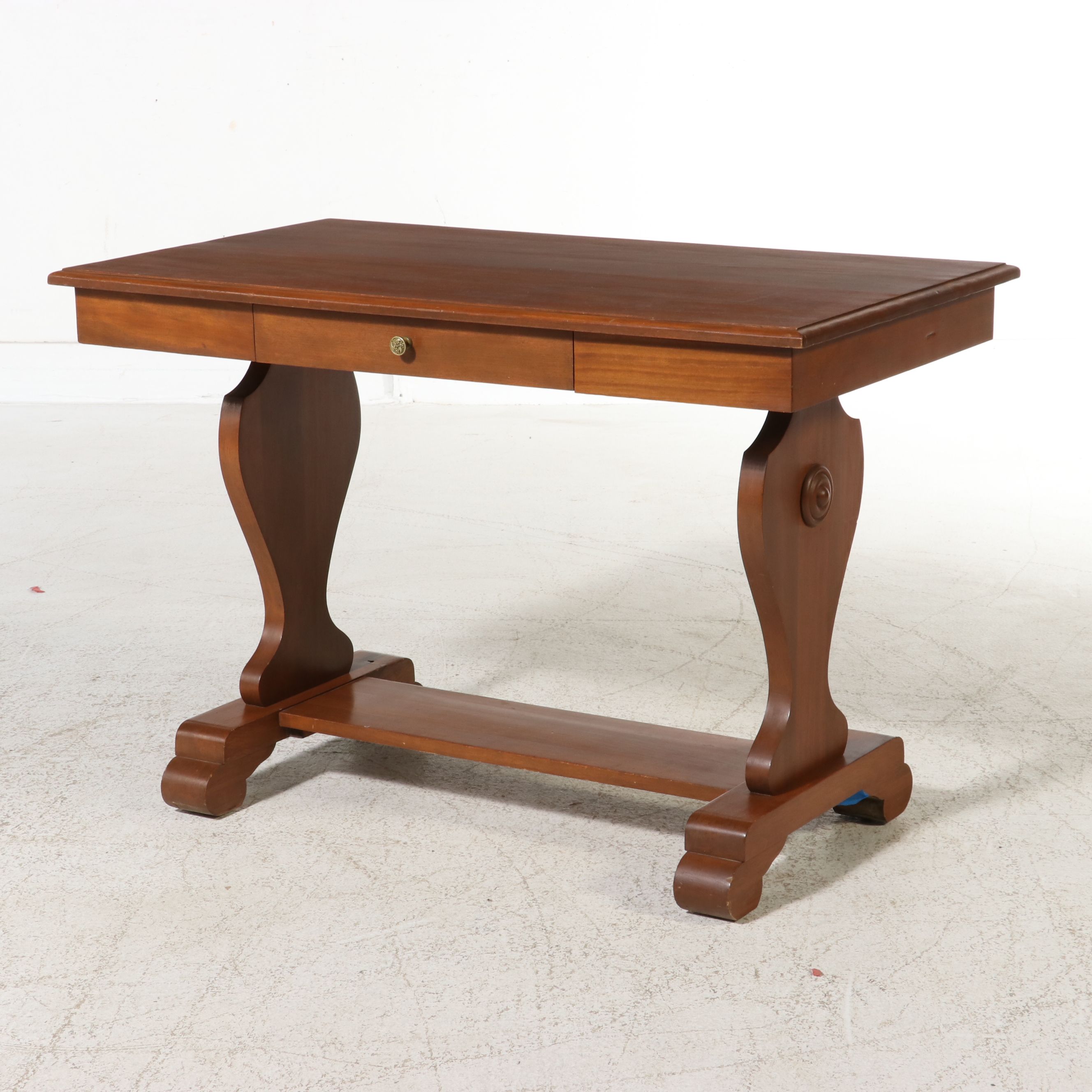 American Empire Revival Cherry Library Table, Late 19th/Early 20th Century
