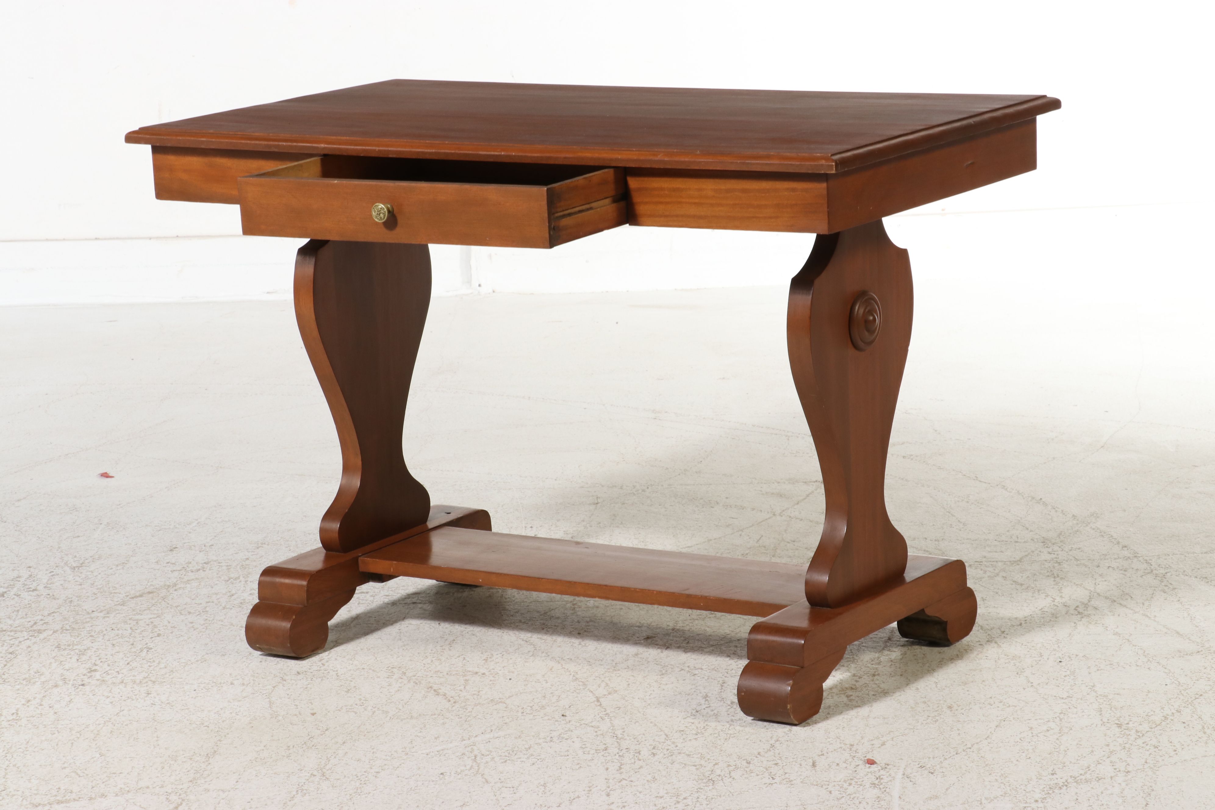 American Empire Revival Cherry Library Table, Late 19th/Early 20th Century