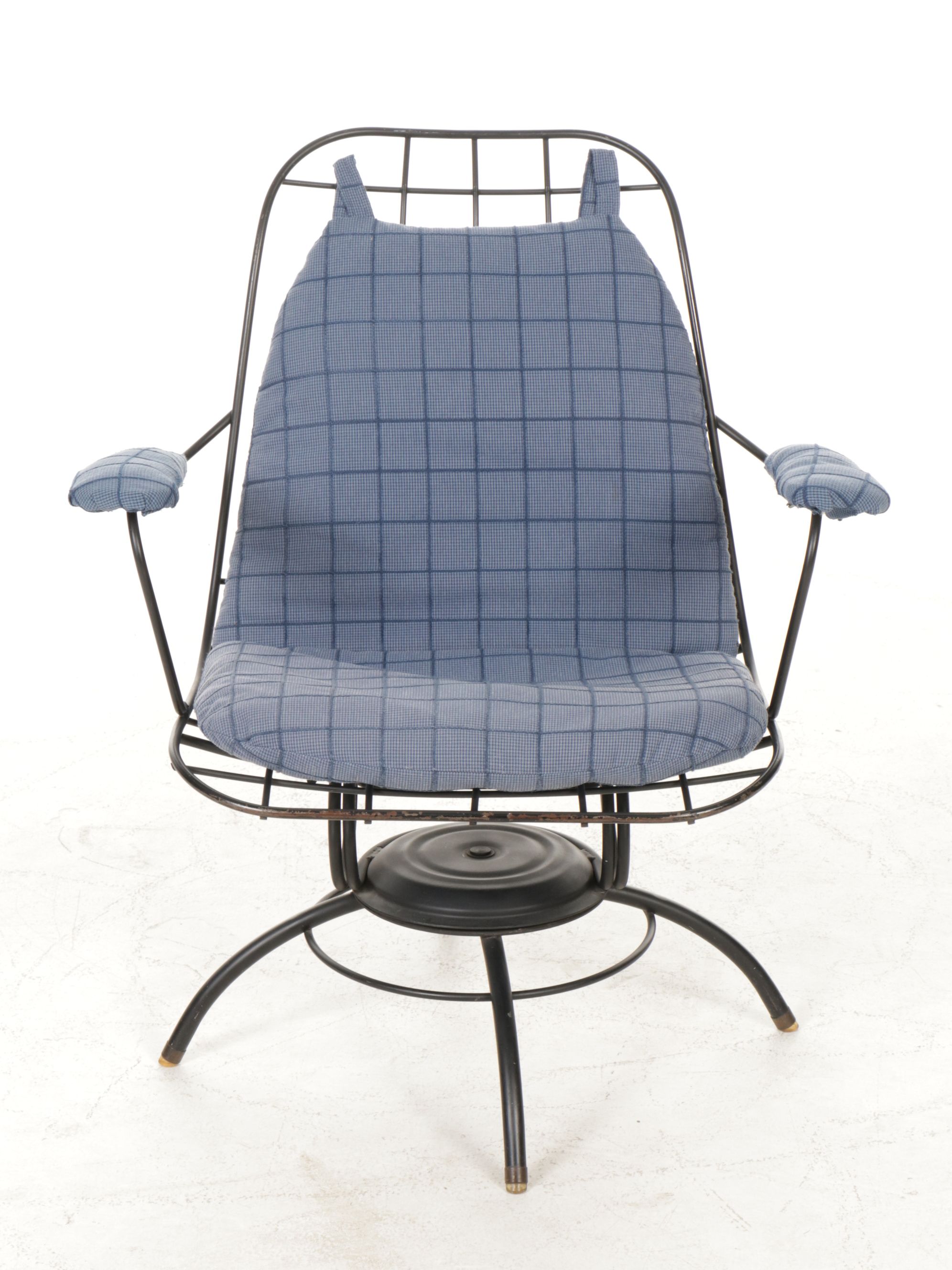 Mid Century Modern Wire Swivel Rocking Lounge Chairs