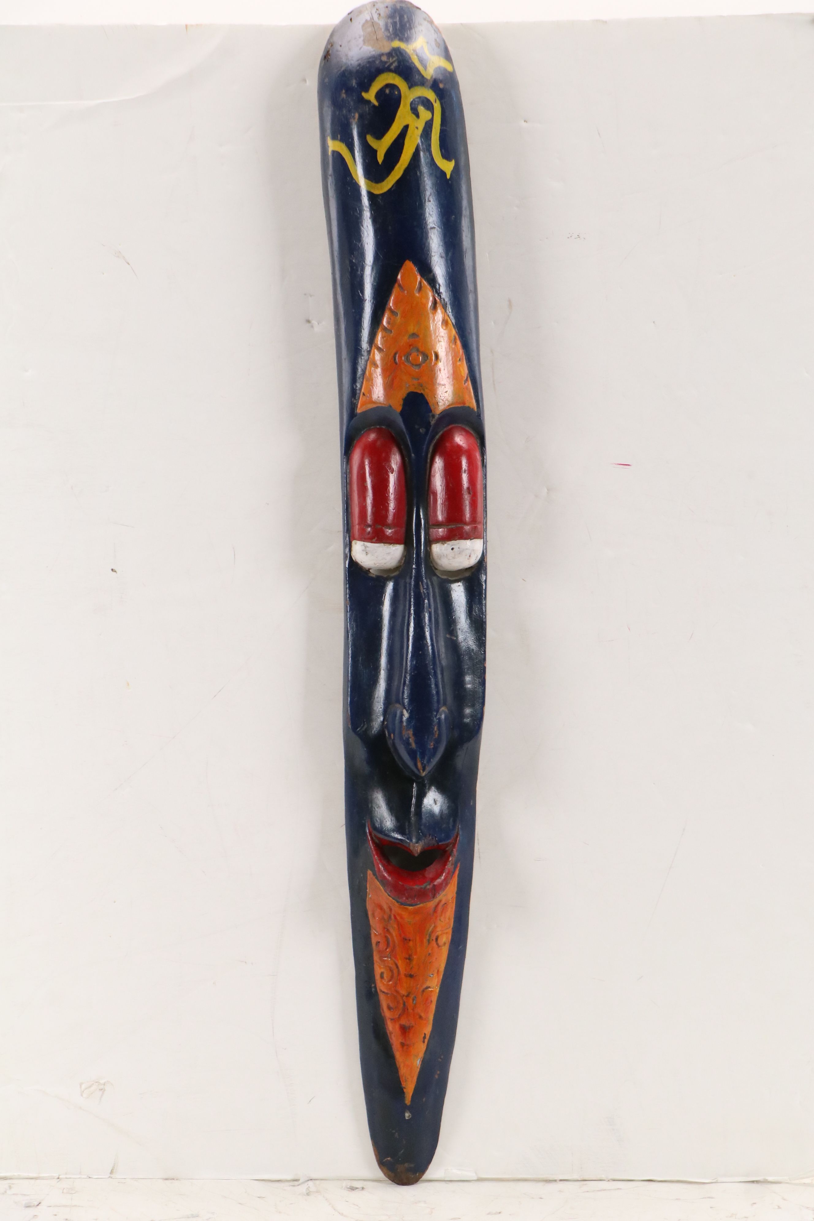 Balinese Souvenir Handcrafted and Hand-Painted Wooden Long Mask