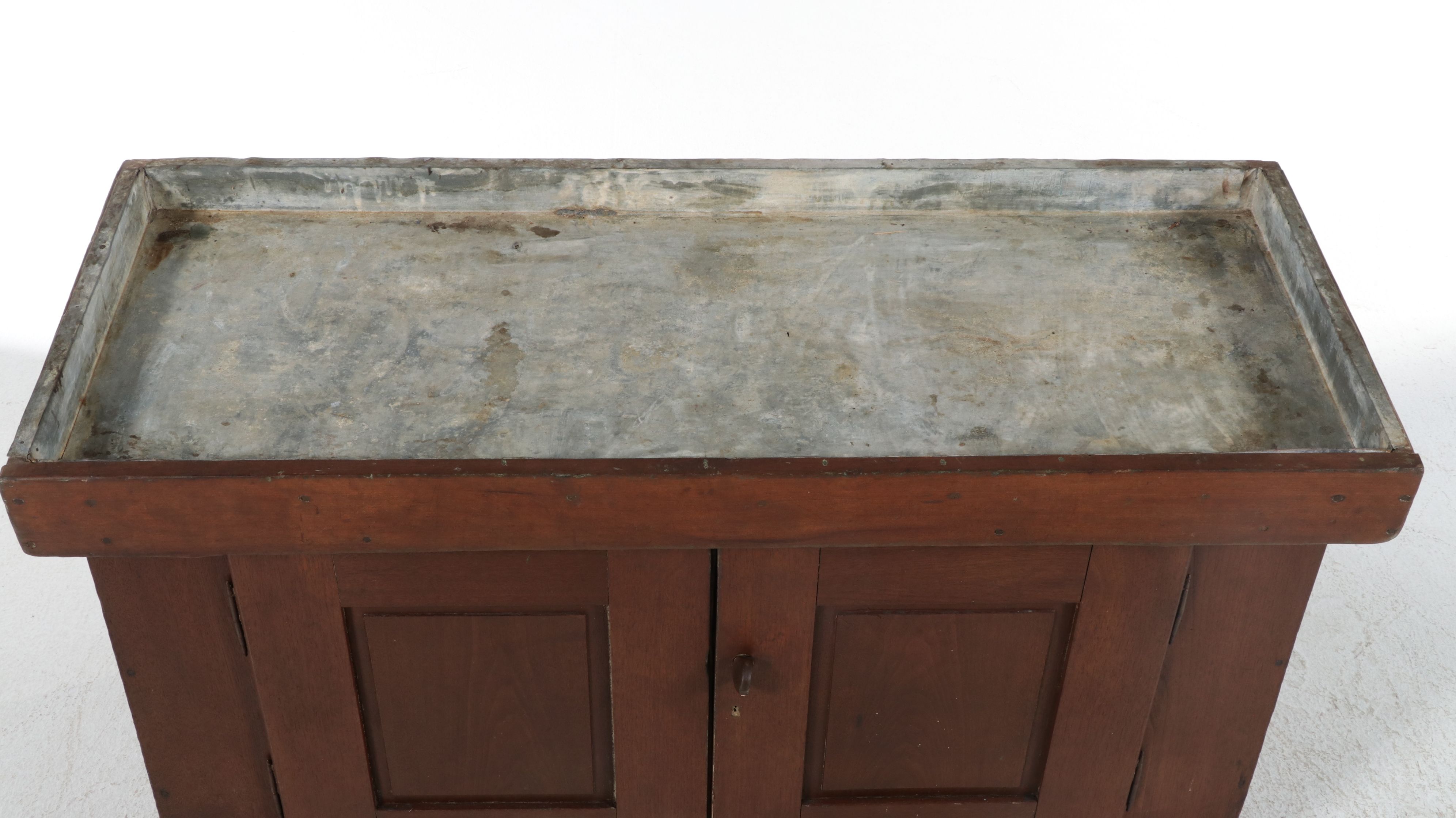 American Primitive Walnut Dry Sink with Zinc Liner, Late 19th Century