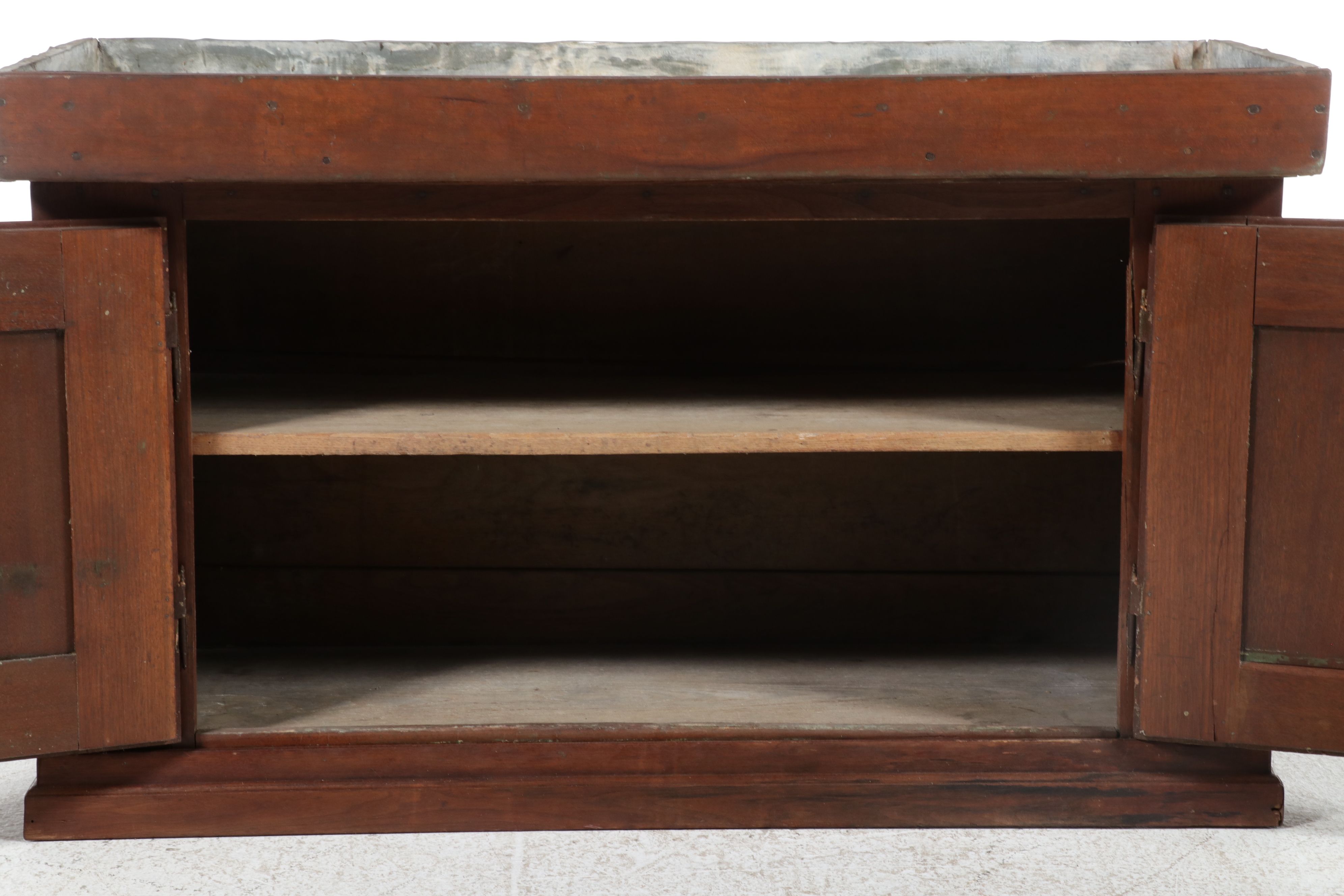 American Primitive Walnut Dry Sink with Zinc Liner, Late 19th Century