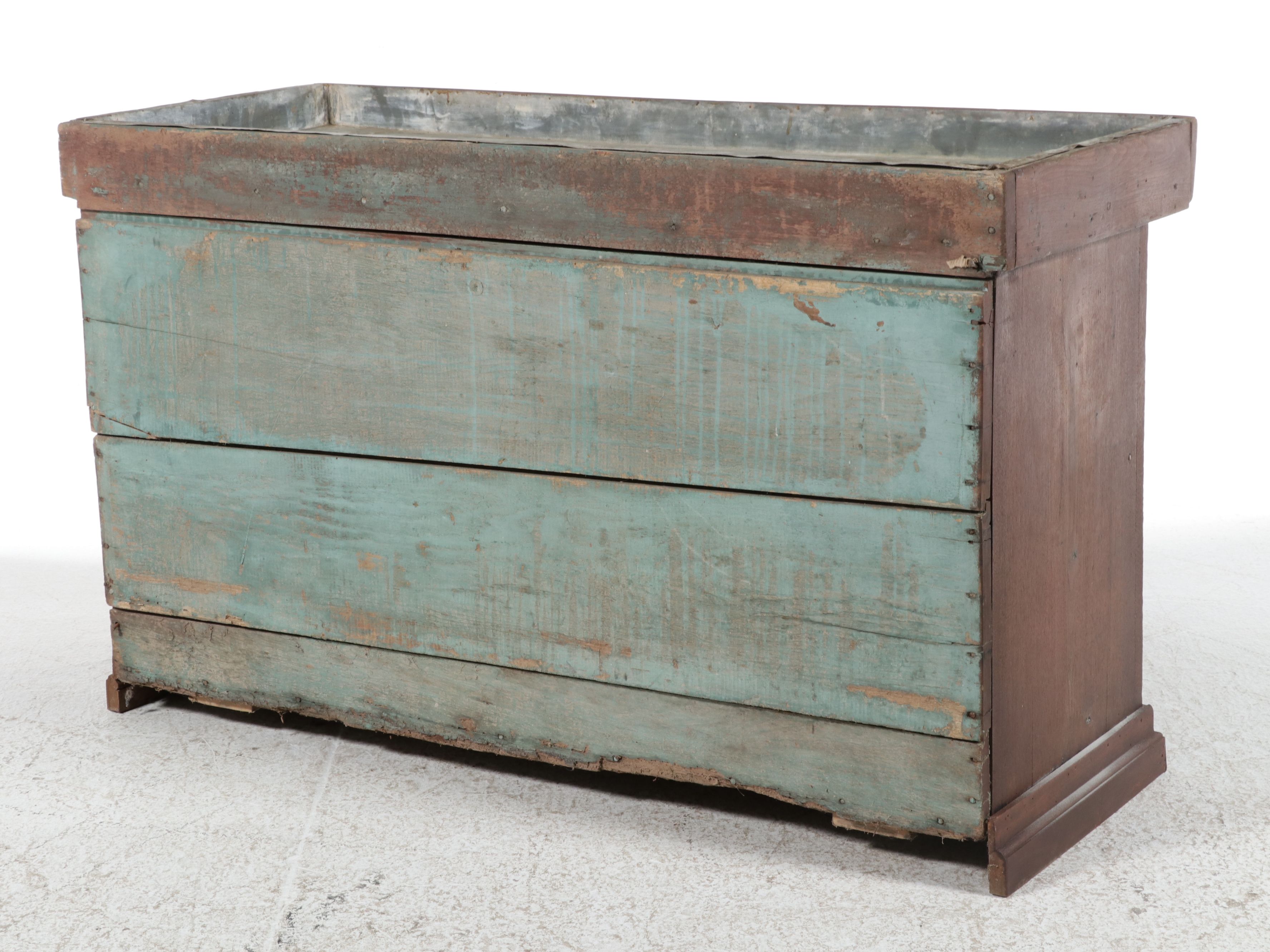American Primitive Walnut Dry Sink with Zinc Liner, Late 19th Century