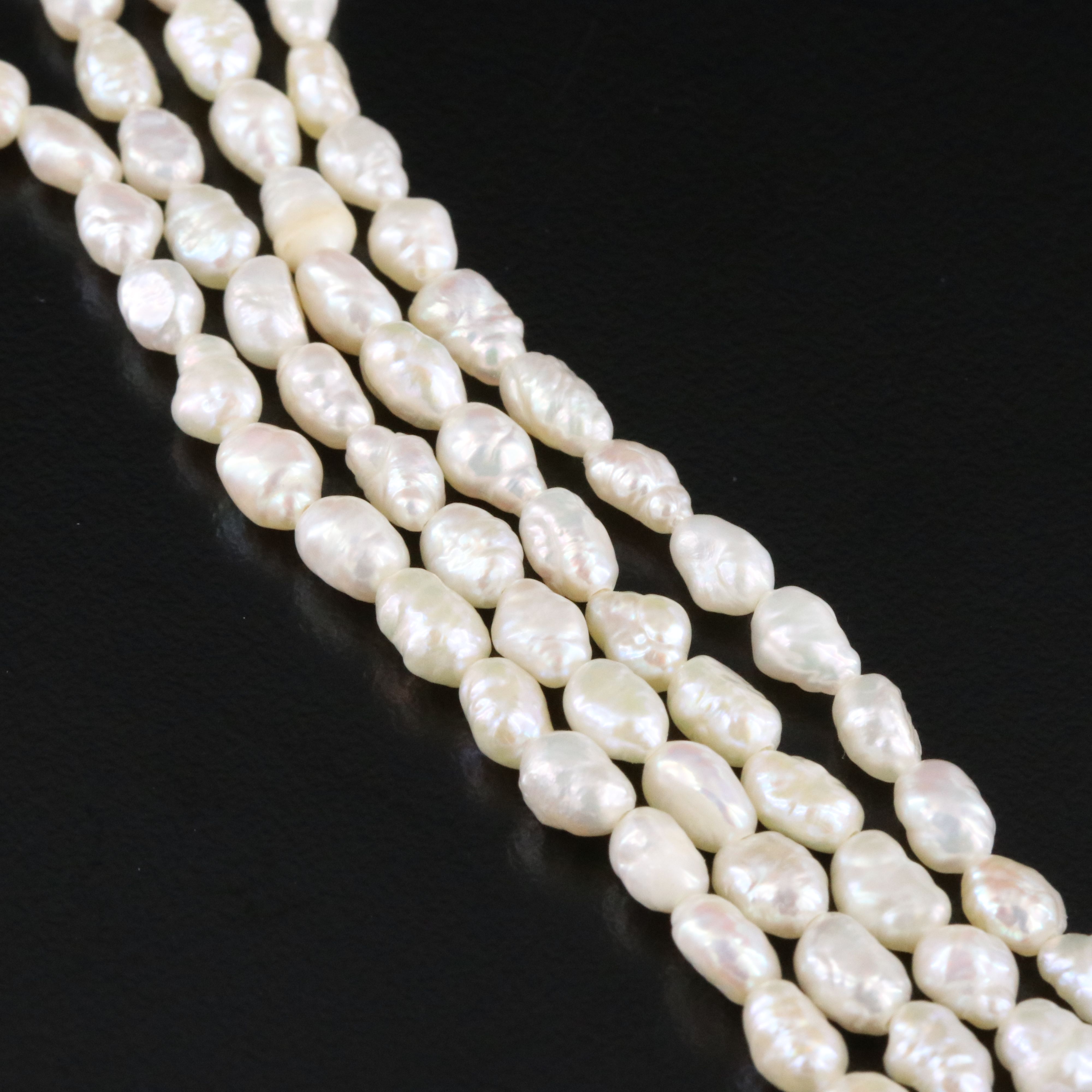 Baroque Pearl Necklace and Bracelet with 14K Clasp and Spacers