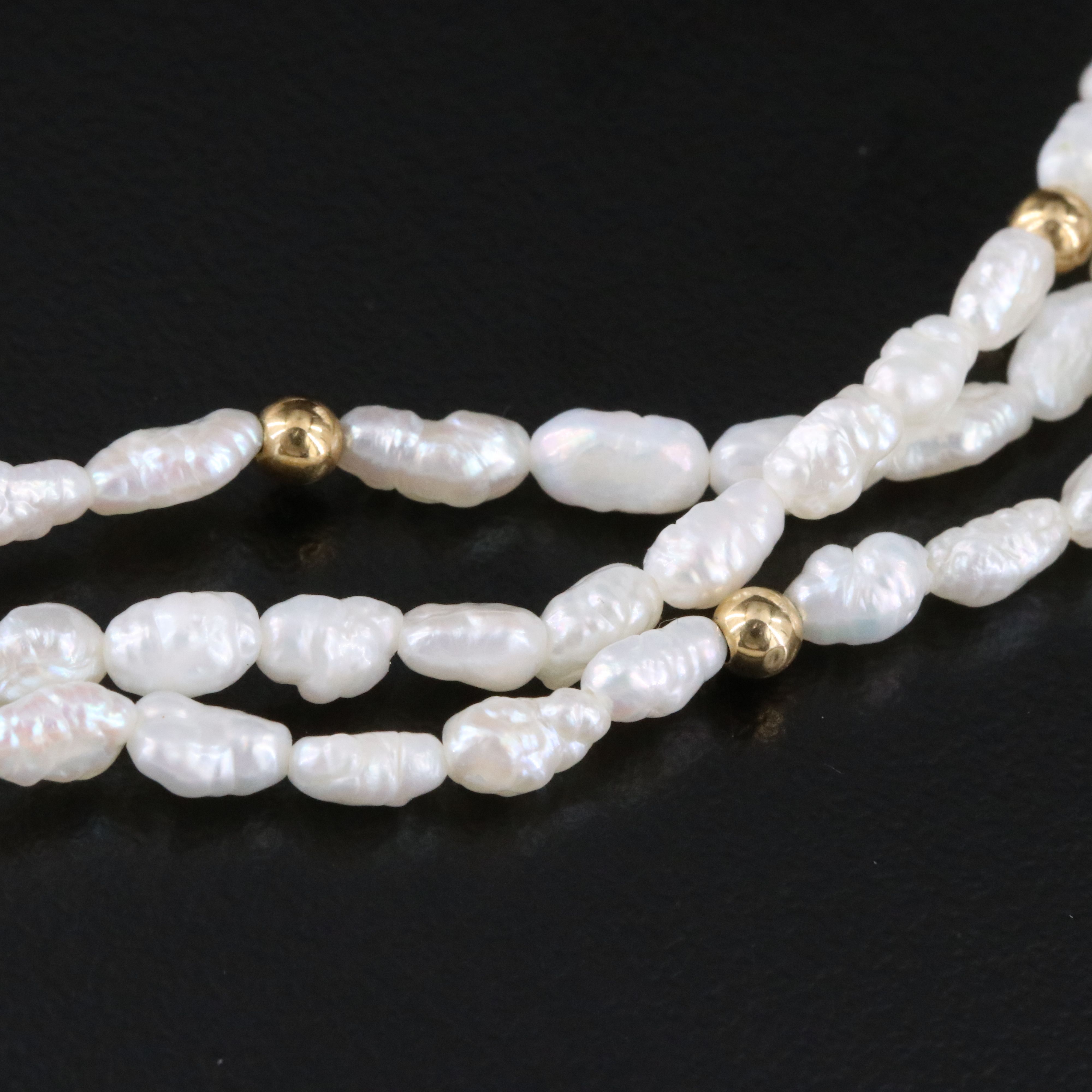 Baroque Pearl Necklace and Bracelet with 14K Clasp and Spacers