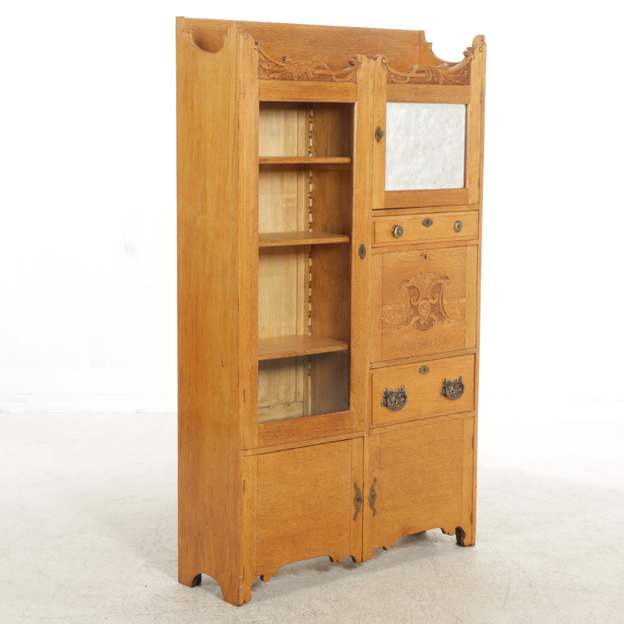 Late Victorian West End Furniture Co. Oak Side-by-Side Secretary Bookcase