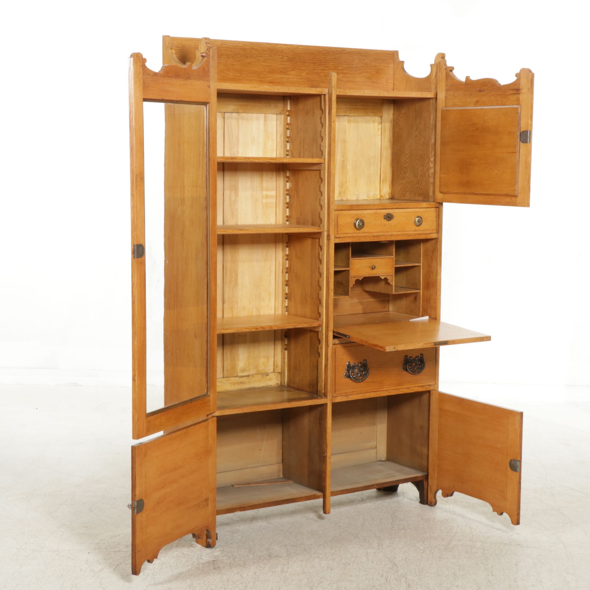 Late Victorian West End Furniture Co. Oak Side-by-Side Secretary Bookcase