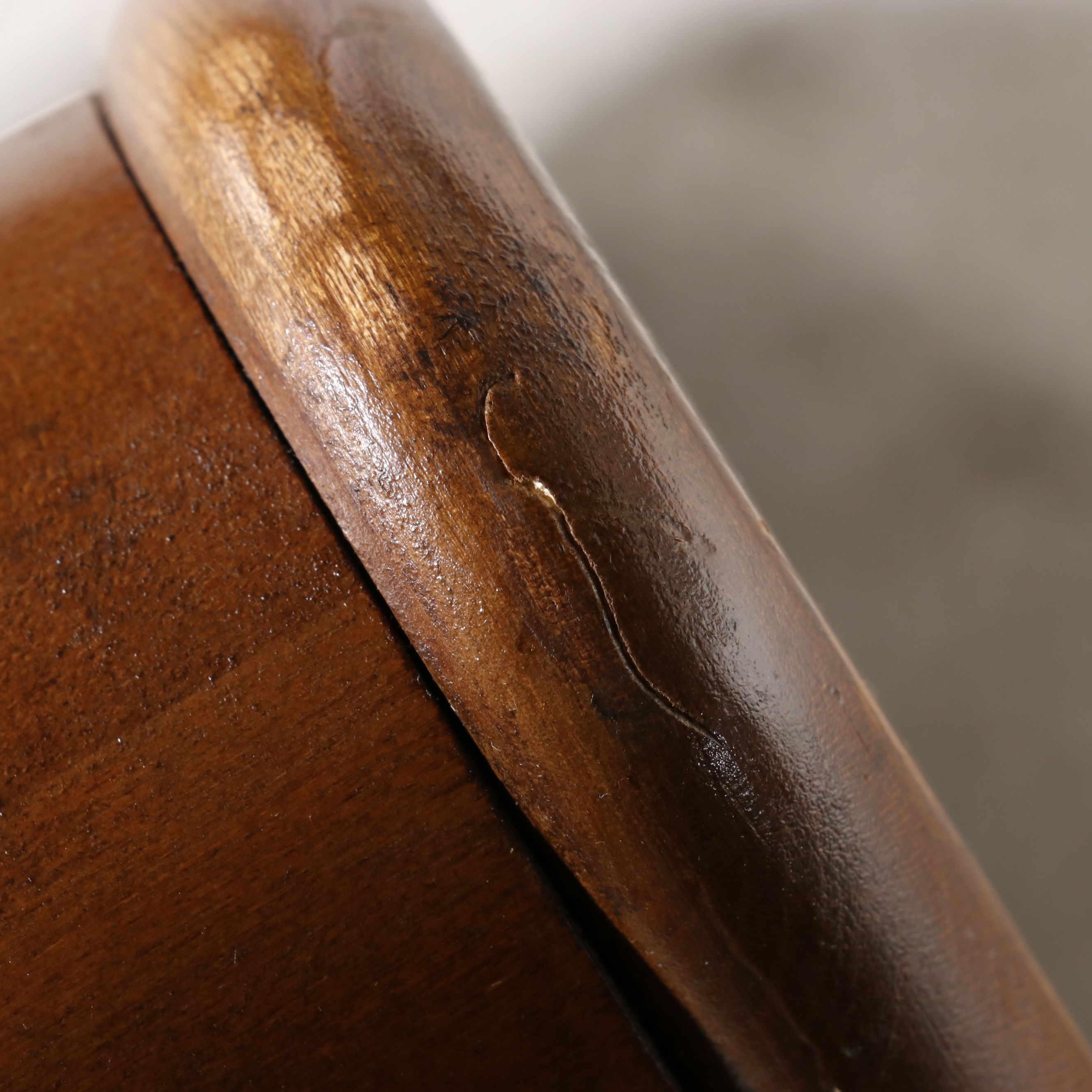 Lane "Acclaim" Series Triangular Walnut & Fruitwood Tiered Corner Table, 1964