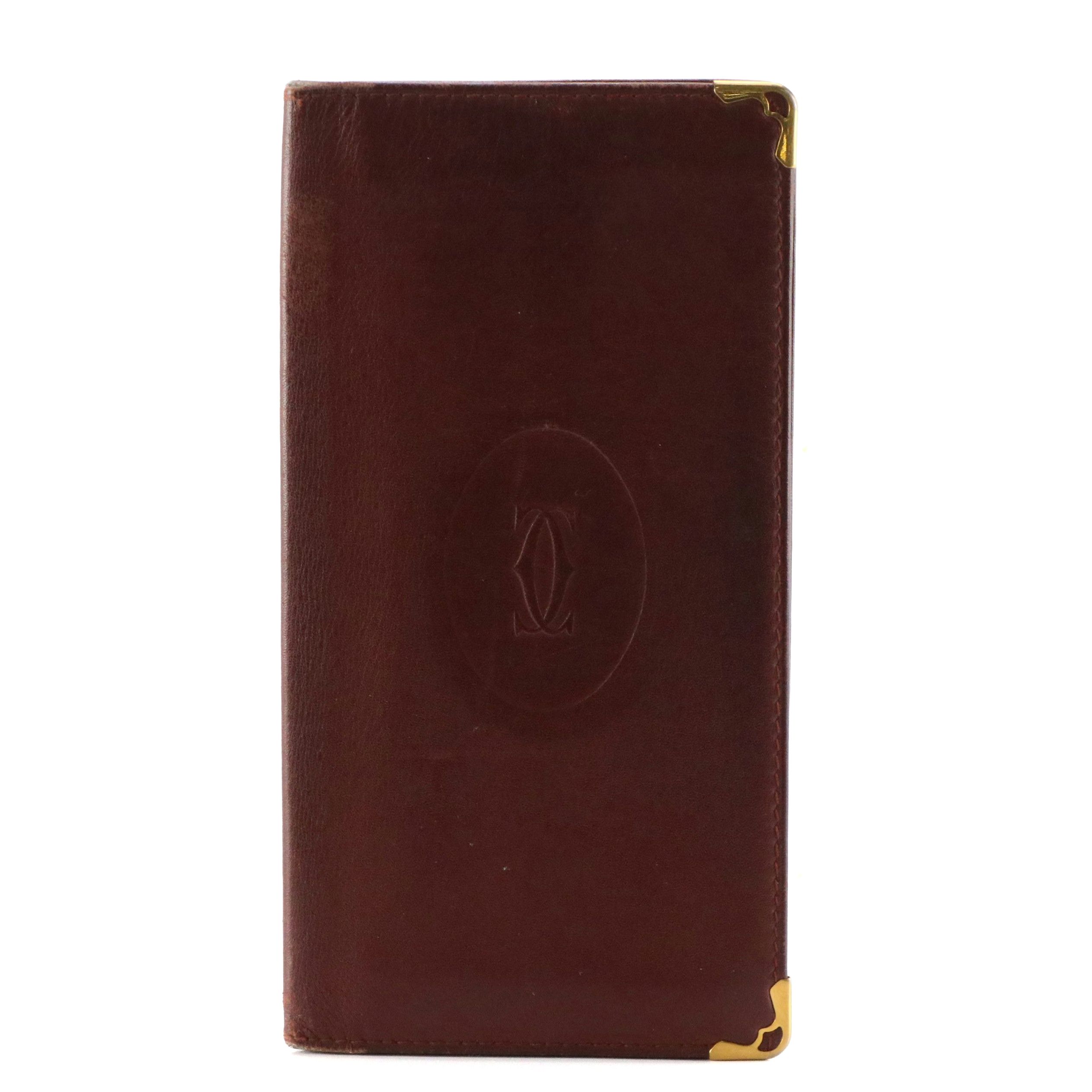 Cartier Bifold Long Wallet in Burgundy Calfskin Leather