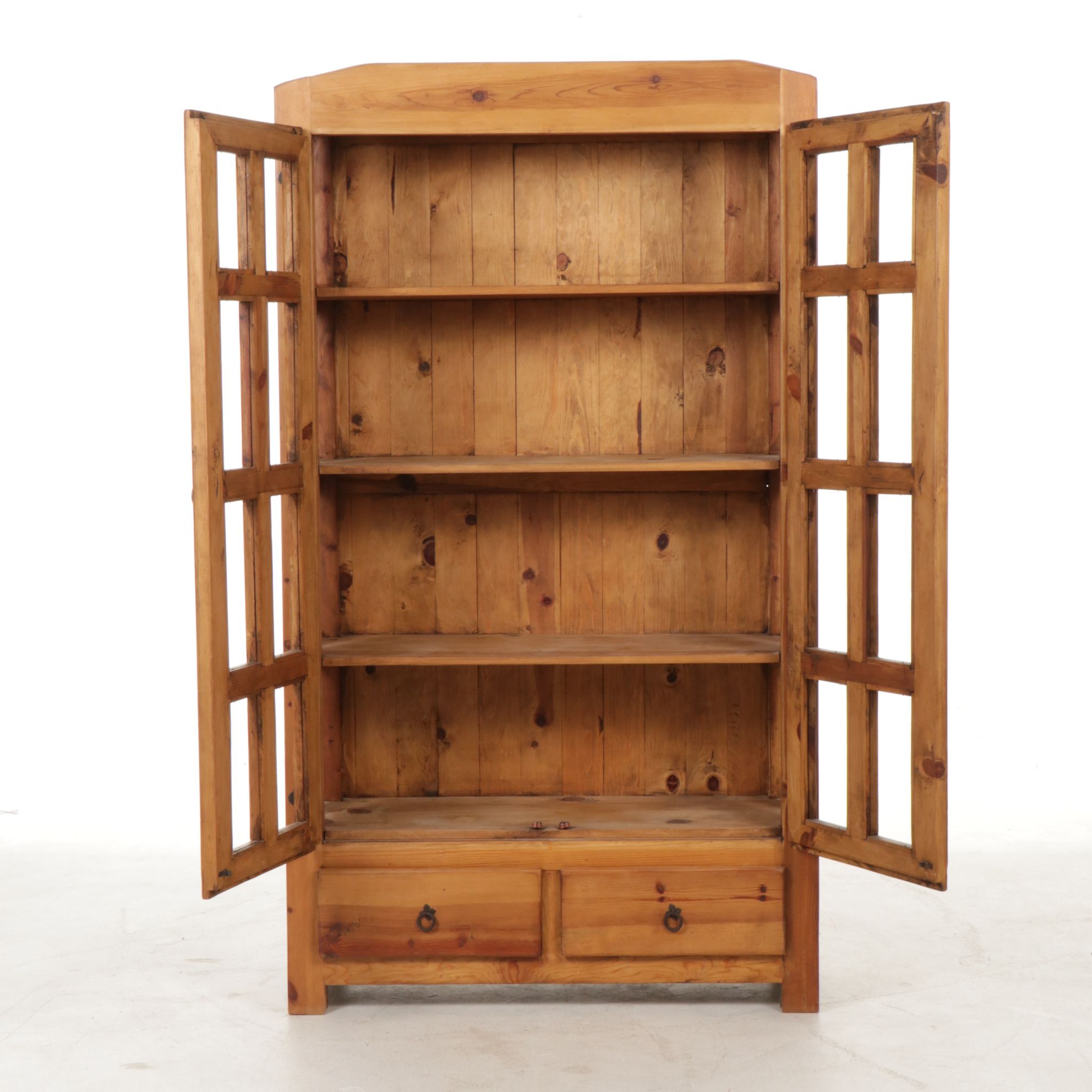 Mexican Southwestern Style Rustic Pine Storage Shelf