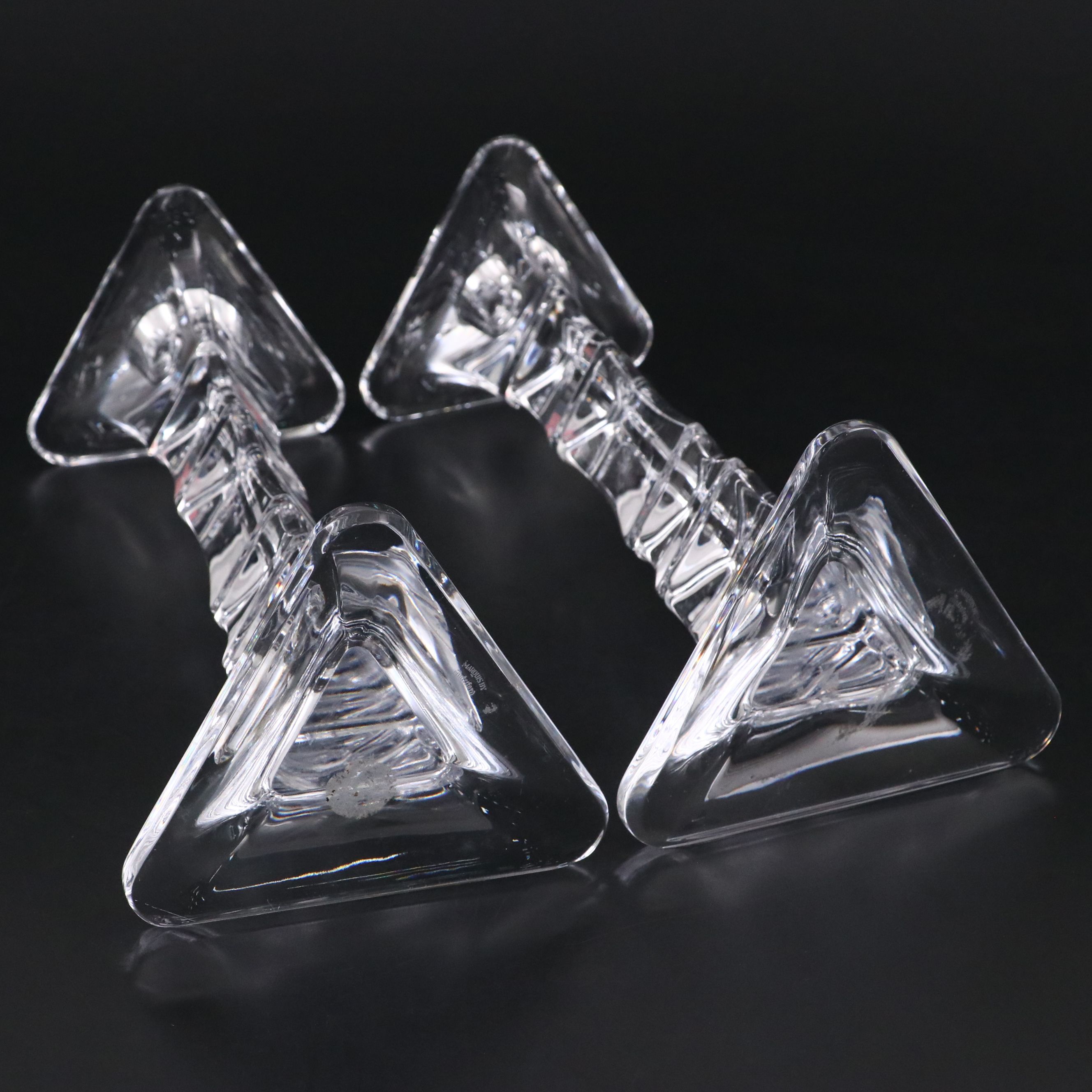 Marquis by Waterford "Cathay" Crystal Candlesticks with Lenox Taper Candles