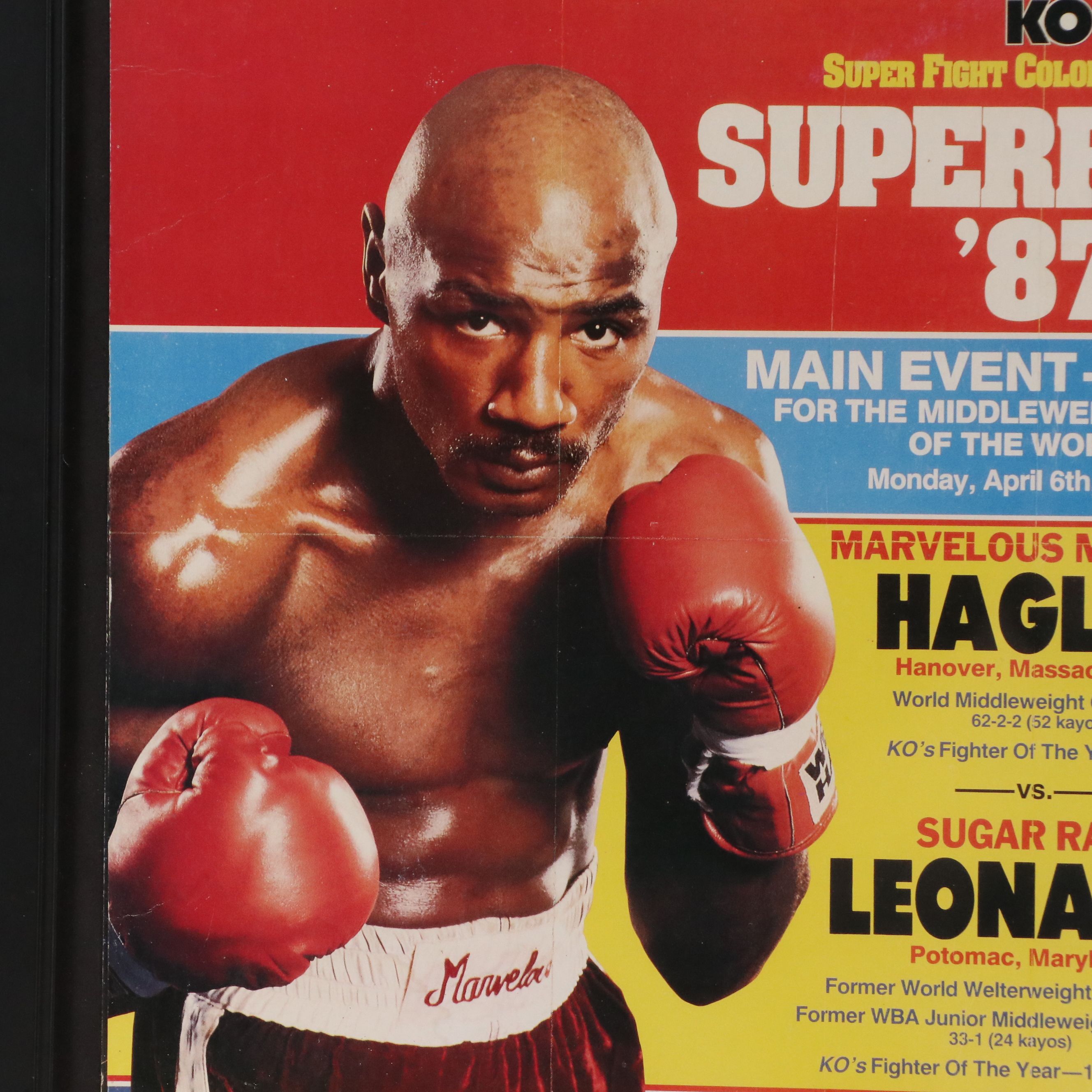 Offset Lithograph Poster for "Super Fight '87 - Hagler vs. Leonard," 1987