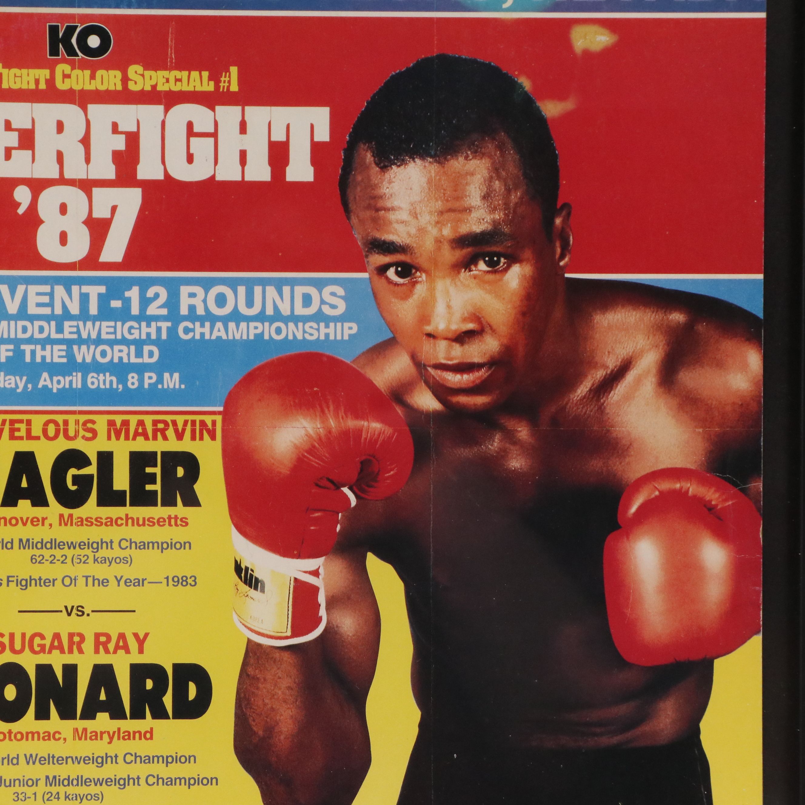 Offset Lithograph Poster for "Super Fight '87 - Hagler vs. Leonard," 1987