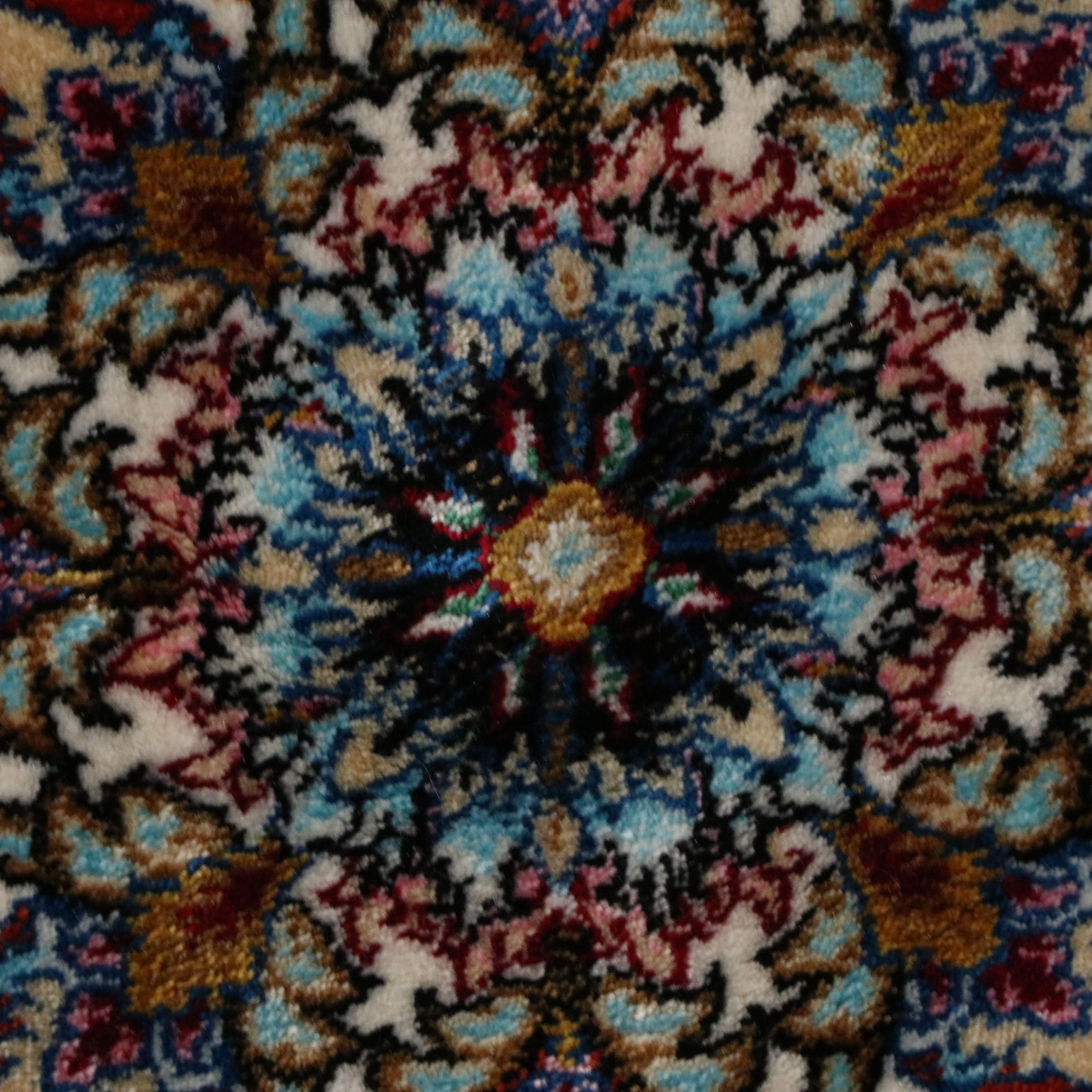 4'8 x 7'5 Machine Made Turkish Qom Art Silk Area Rug