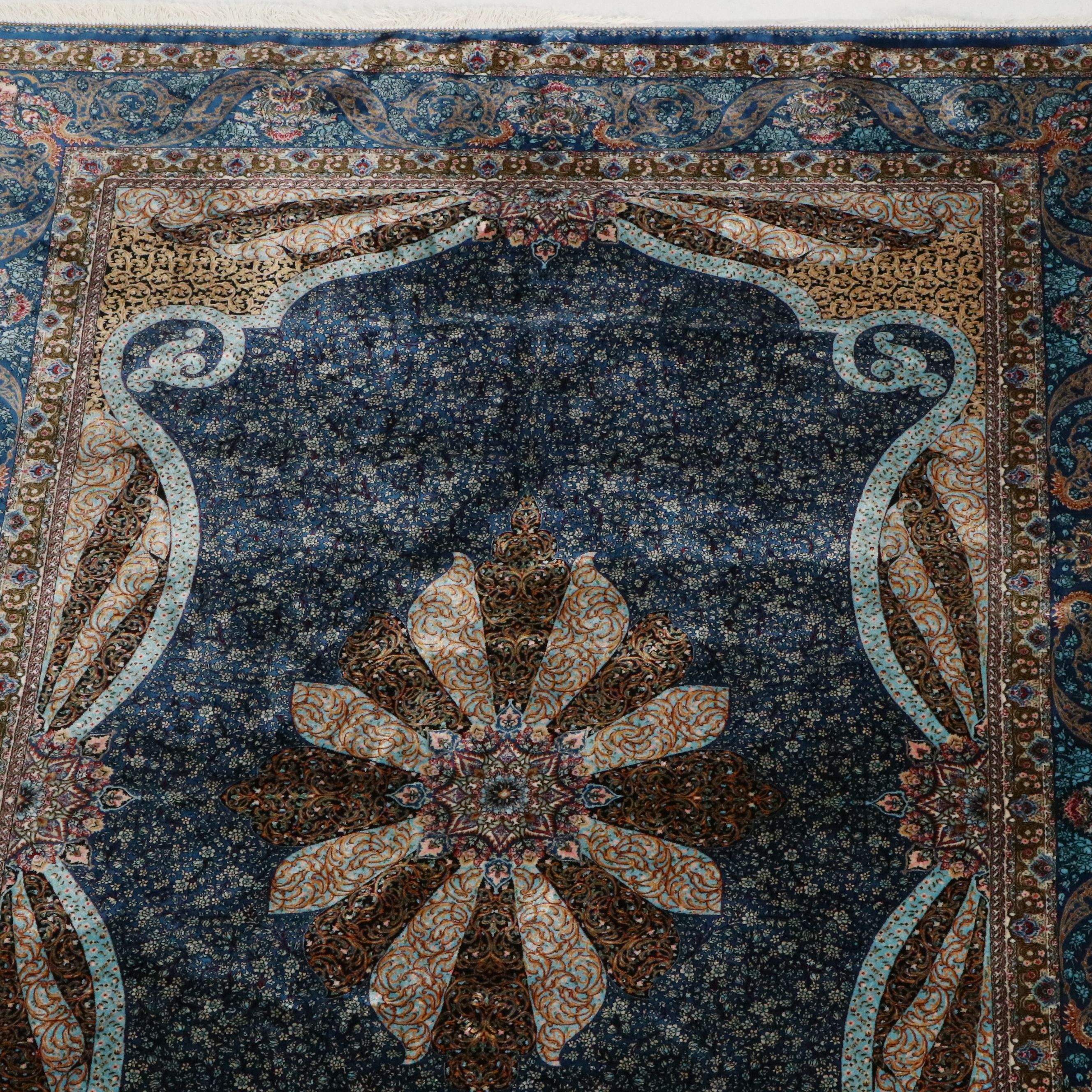 4'8 x 7'5 Machine Made Turkish Qom Art Silk Area Rug