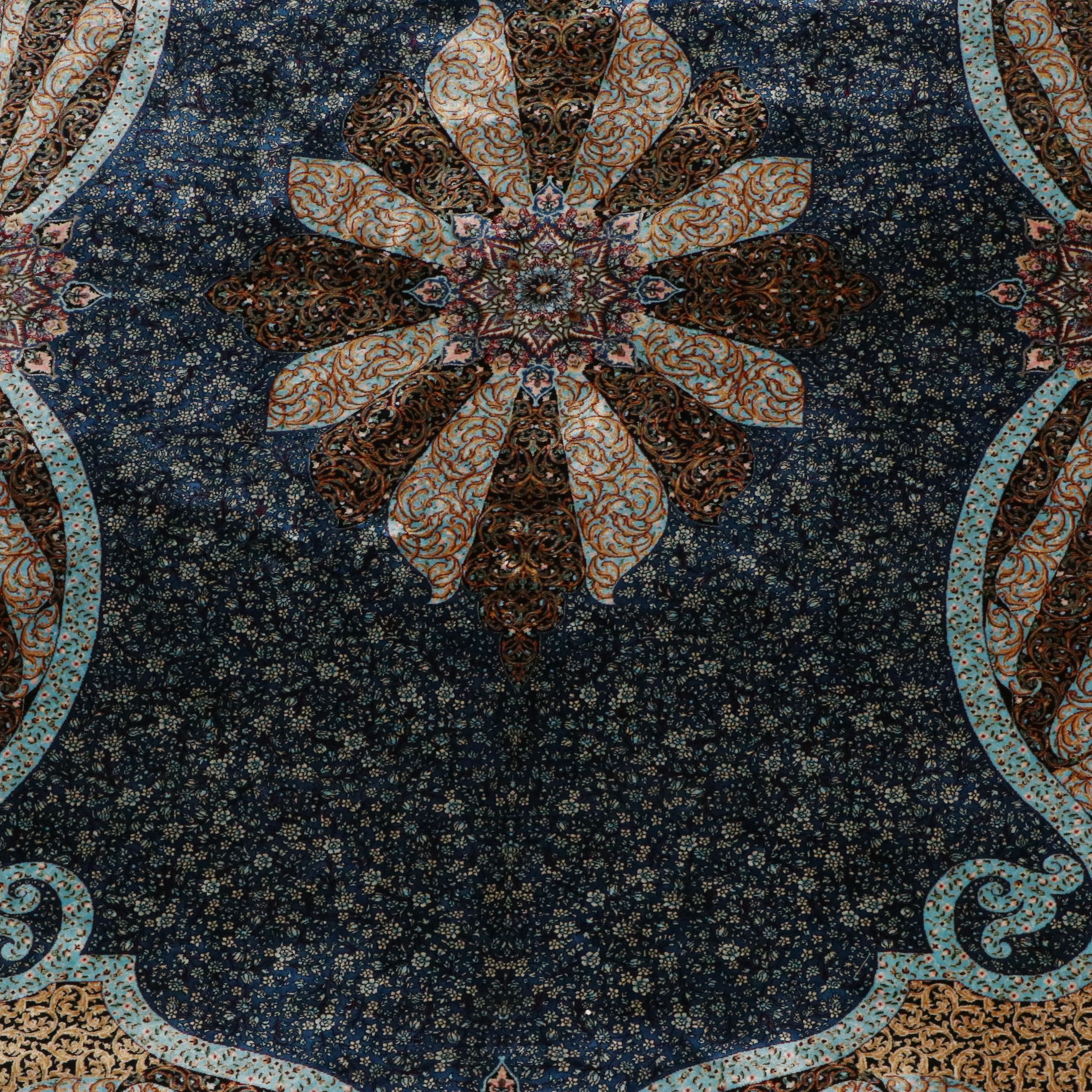 4'8 x 7'5 Machine Made Turkish Qom Art Silk Area Rug