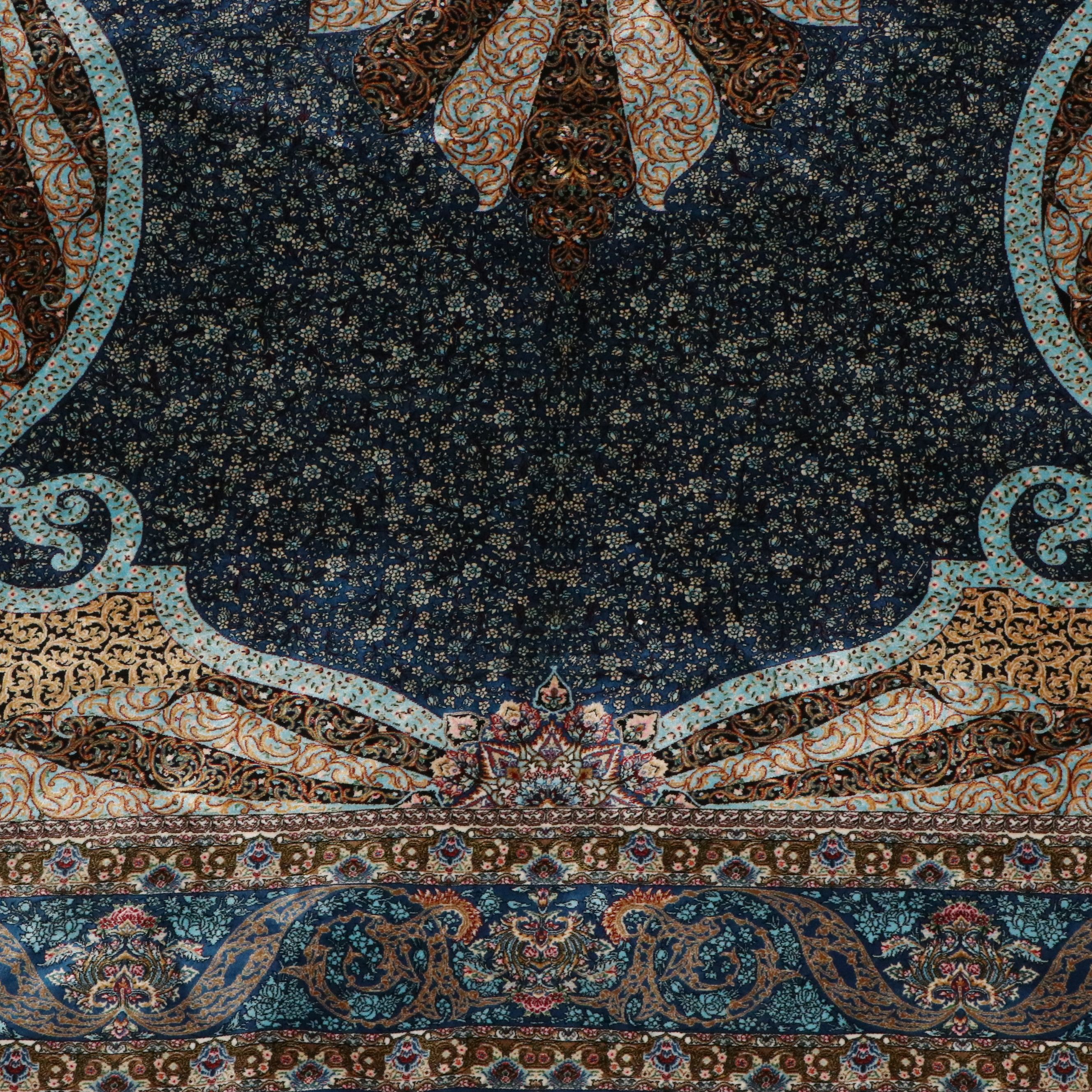 4'8 x 7'5 Machine Made Turkish Qom Art Silk Area Rug