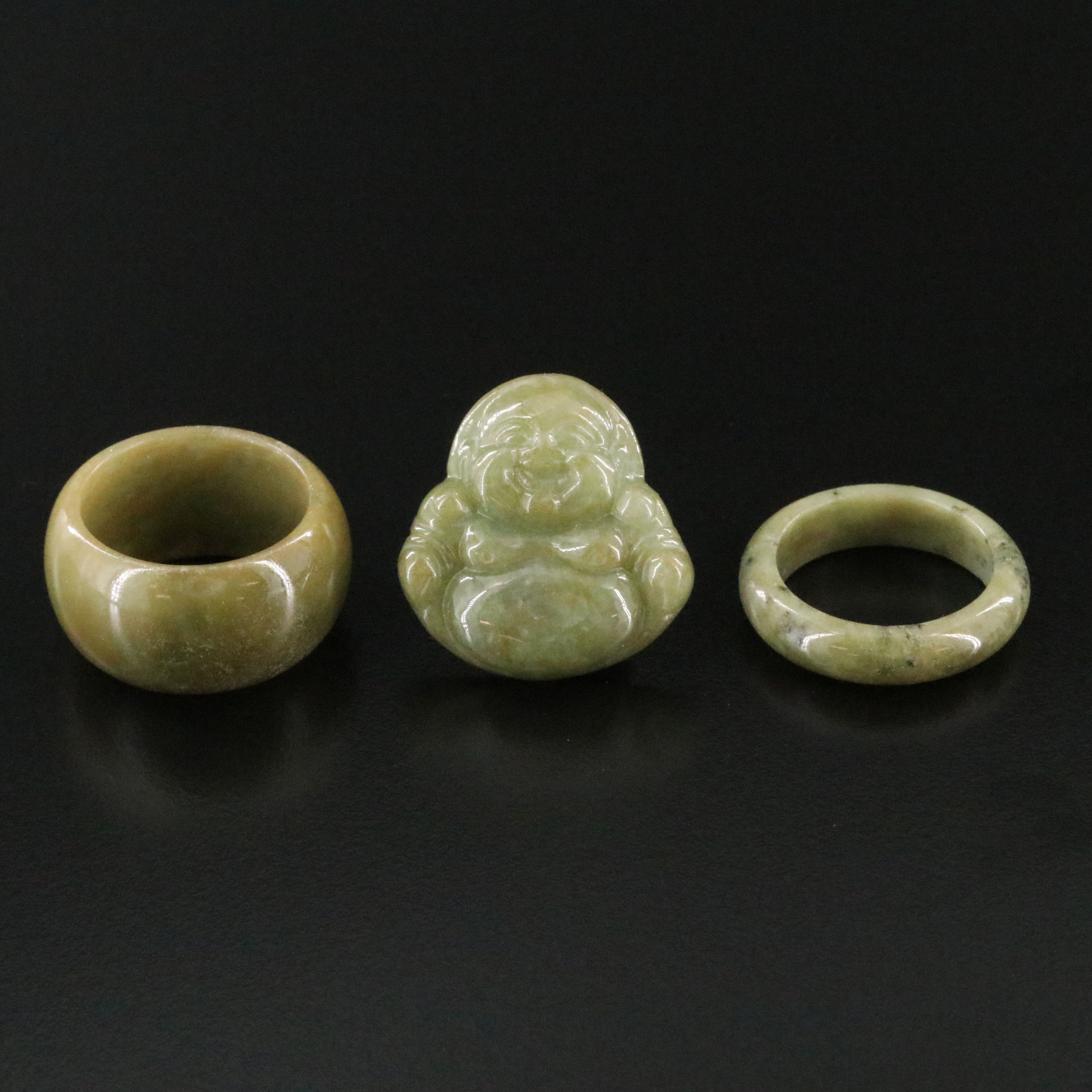 Assorted Jadeite Including Hololiths and Budai Pendant