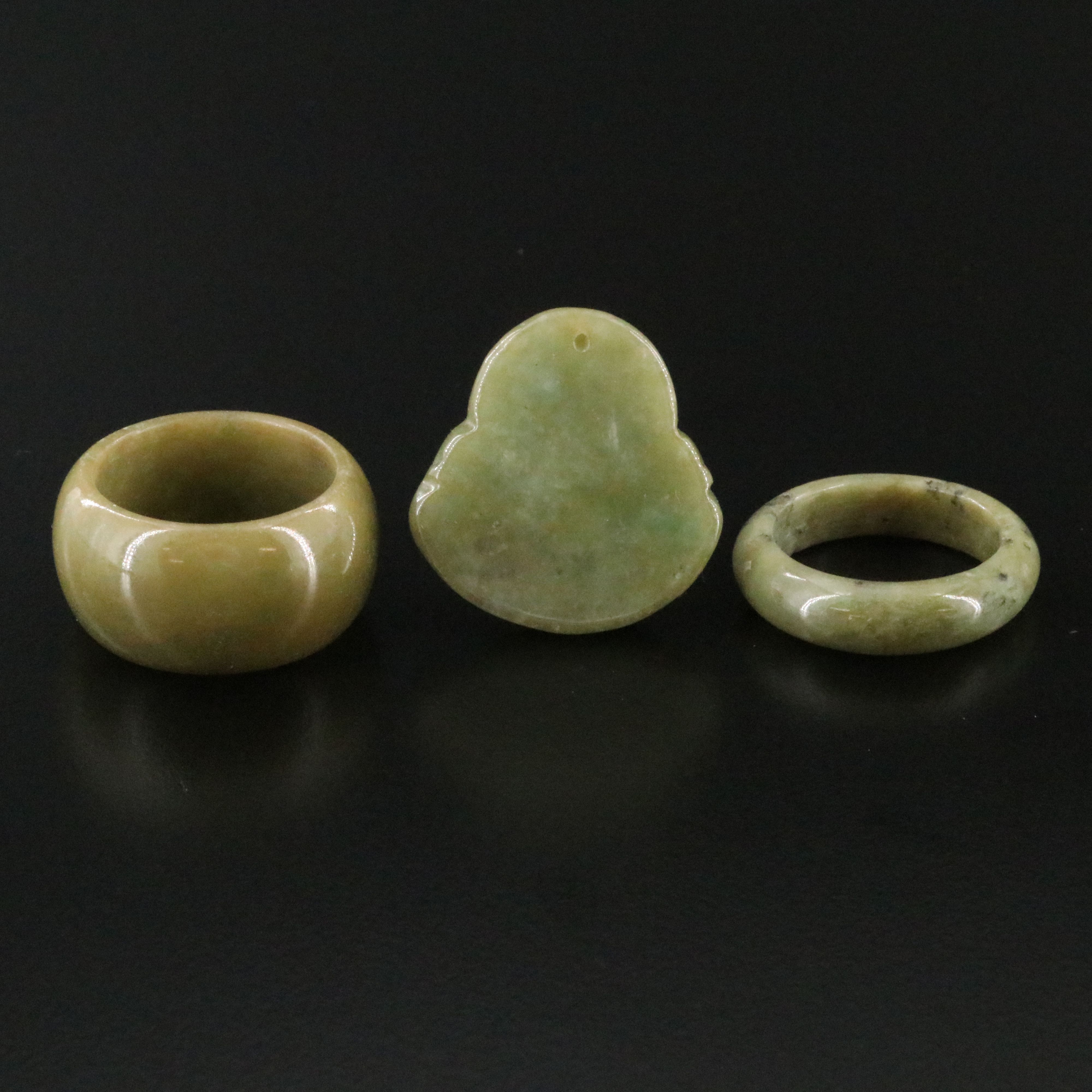 Assorted Jadeite Including Hololiths and Budai Pendant