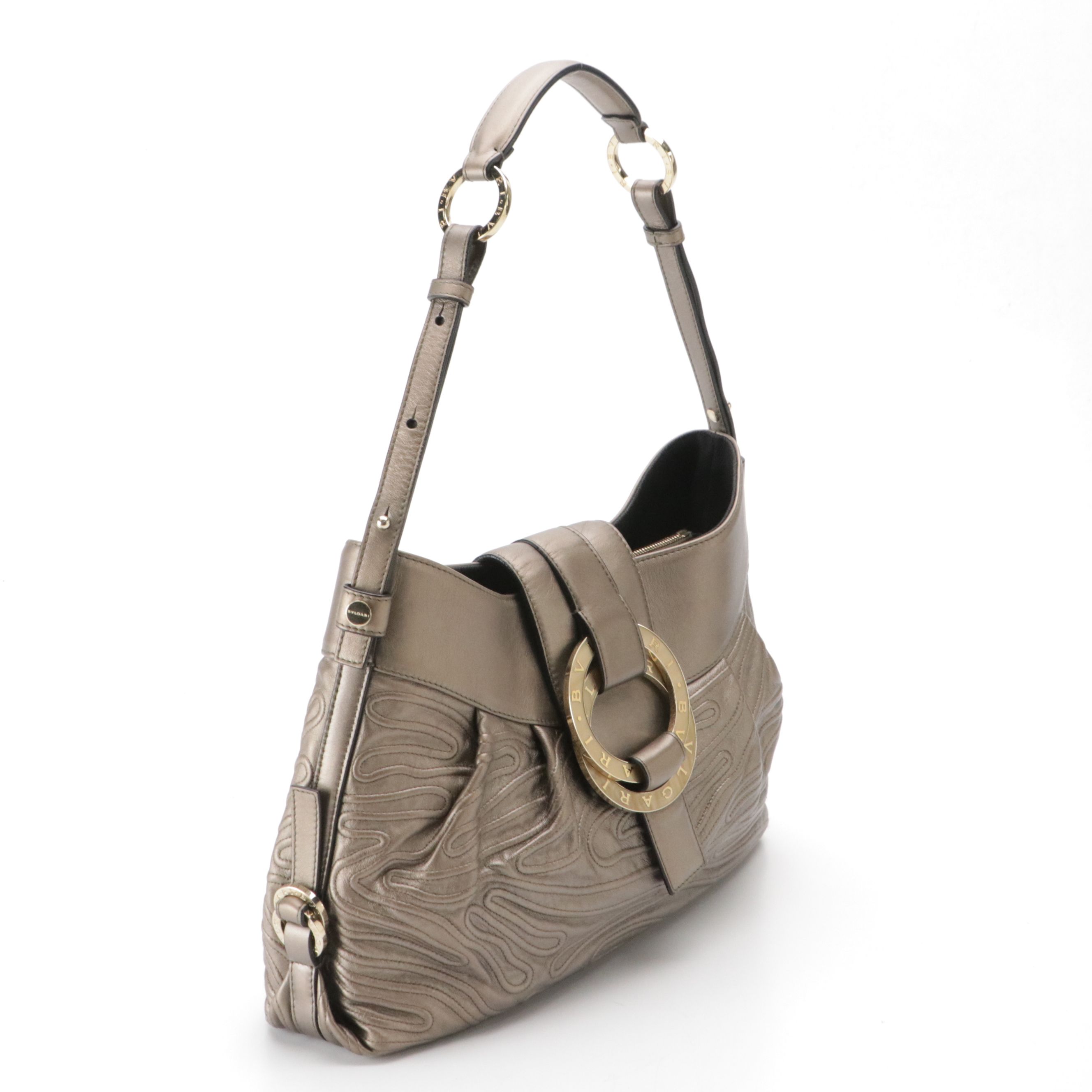 BVLGARI Chandra Shoulder Bag in Quilted Metallic Leather