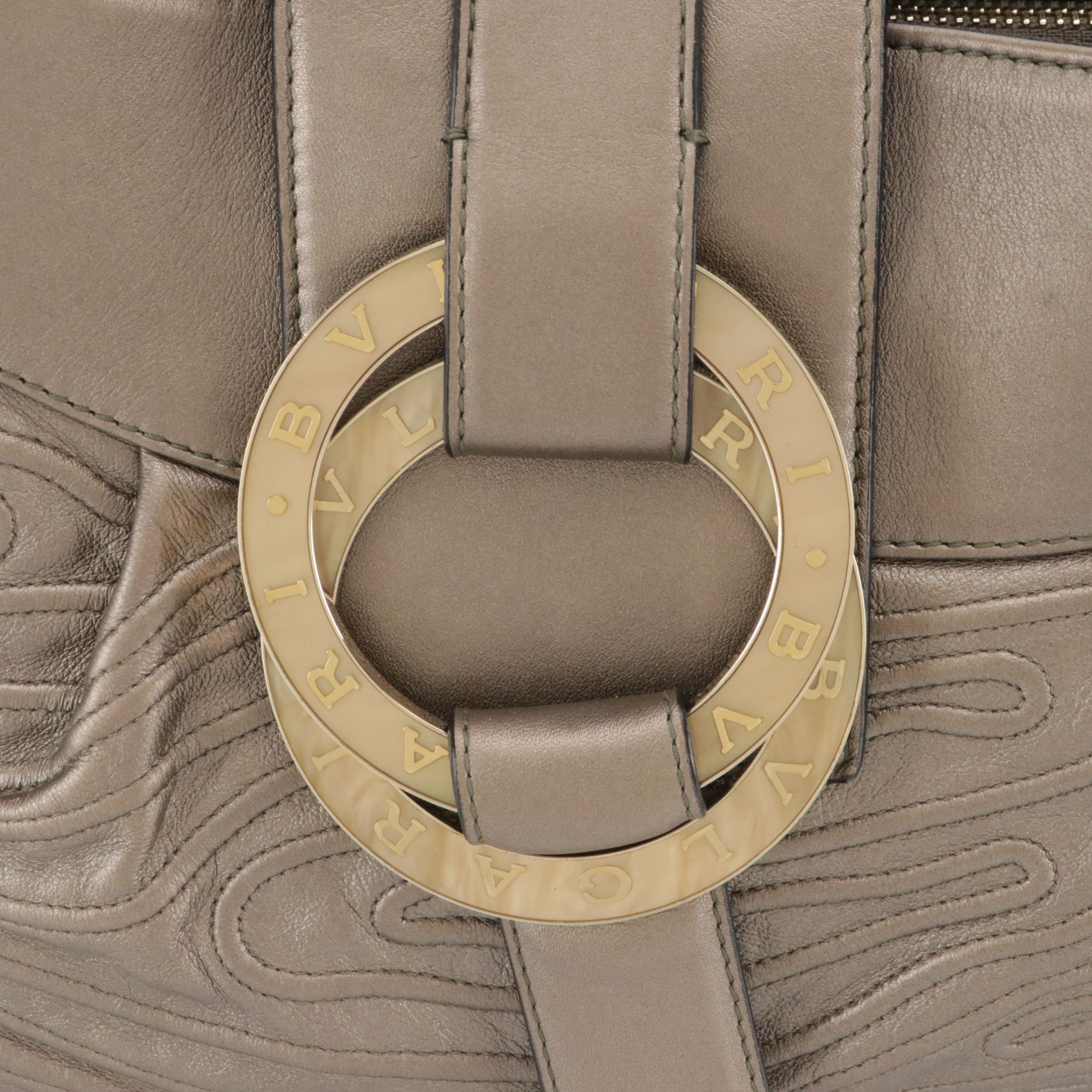 BVLGARI Chandra Shoulder Bag in Quilted Metallic Leather