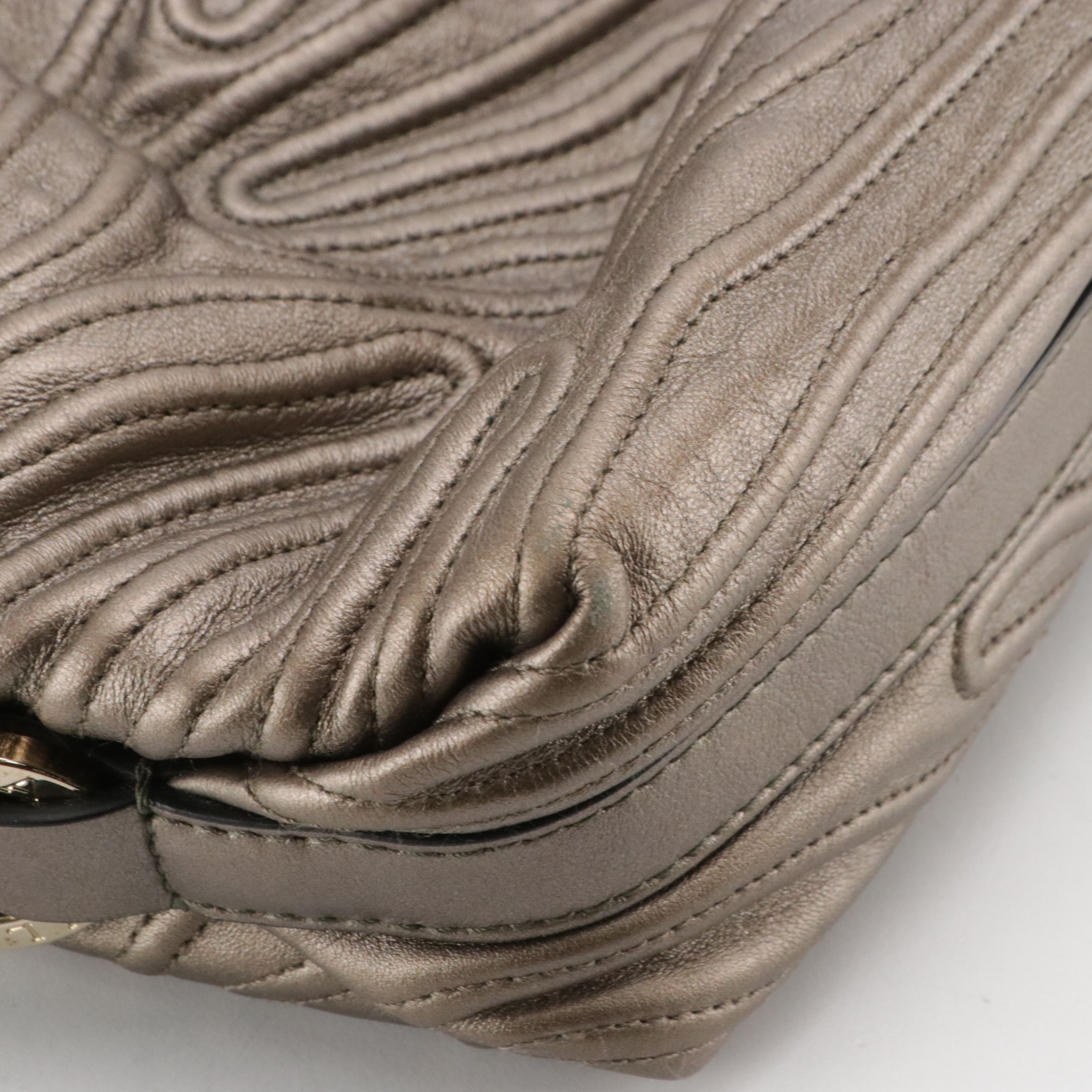 BVLGARI Chandra Shoulder Bag in Quilted Metallic Leather