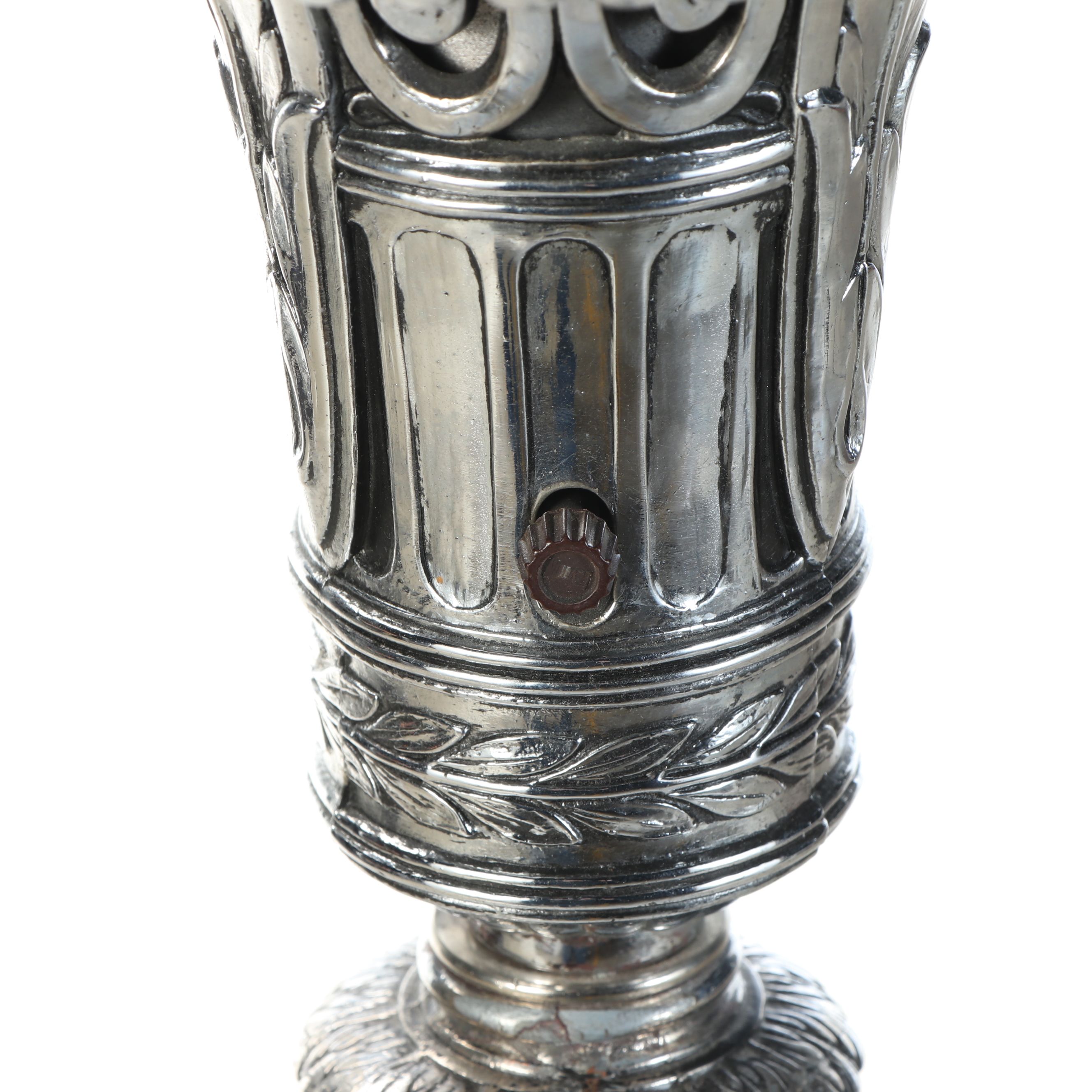 Victorian Style Cast Metal Floor Lamp with Frosted Glass Panels