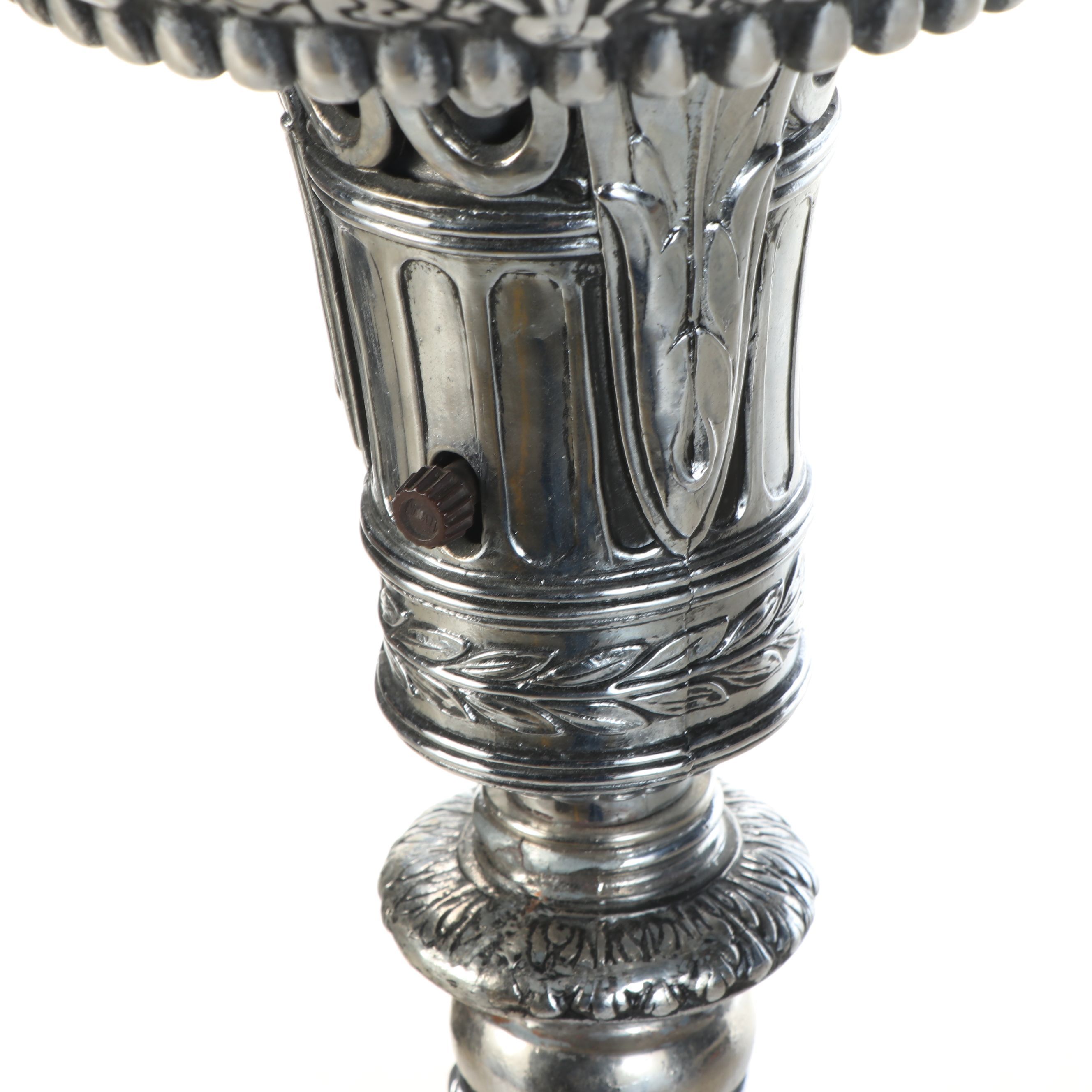 Victorian Style Cast Metal Floor Lamp with Frosted Glass Panels