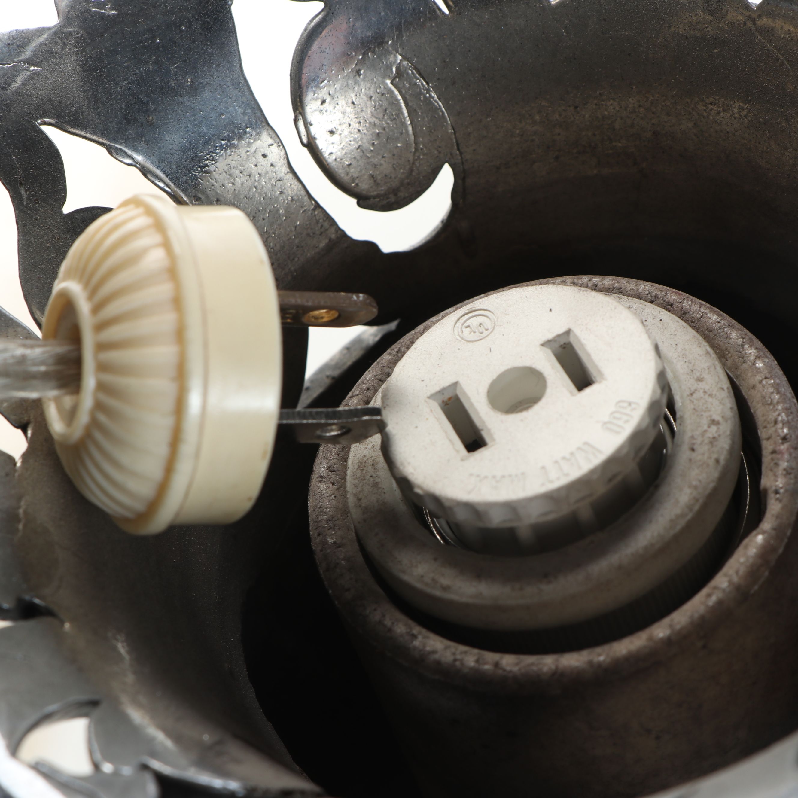 Victorian Style Cast Metal Floor Lamp with Frosted Glass Panels