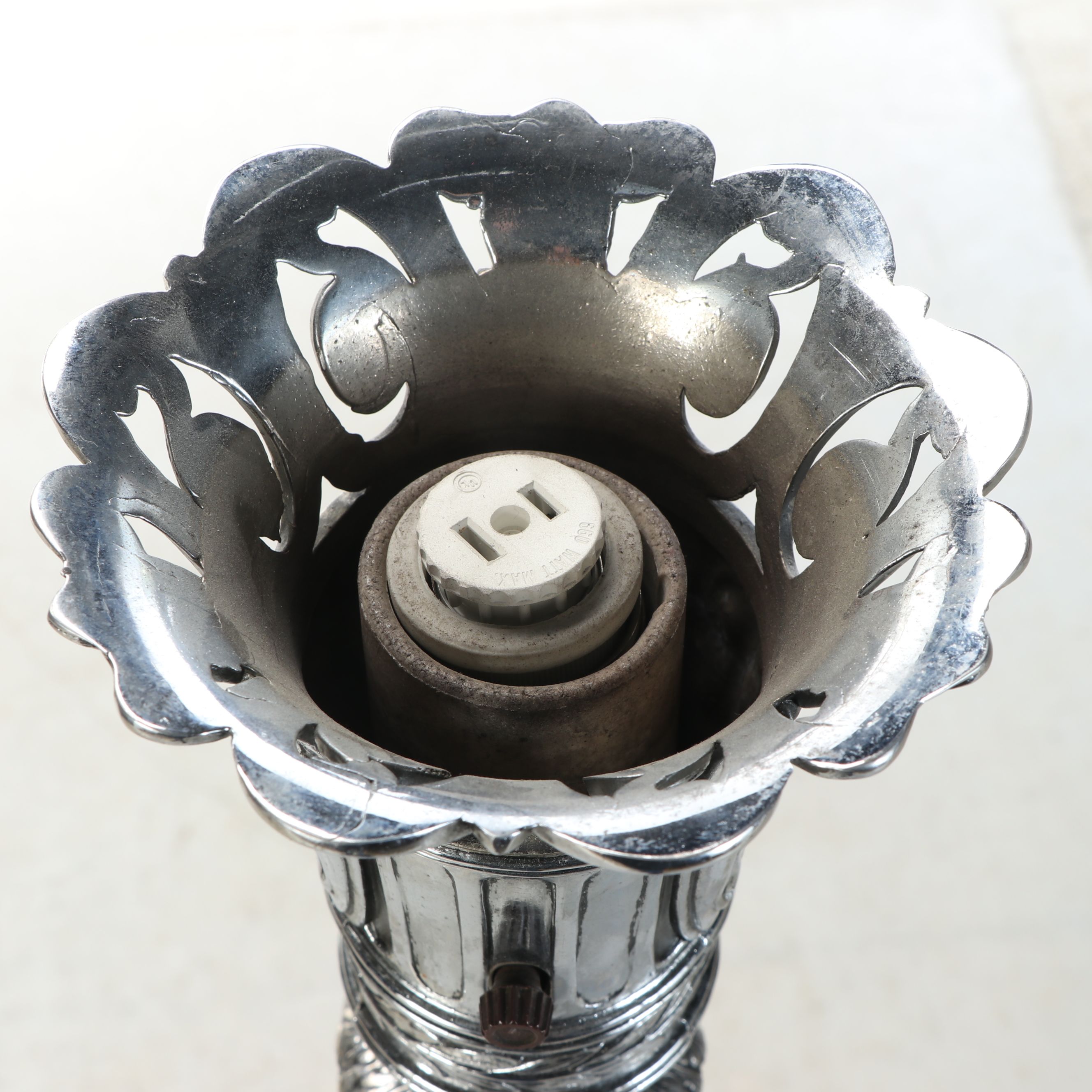 Victorian Style Cast Metal Floor Lamp with Frosted Glass Panels