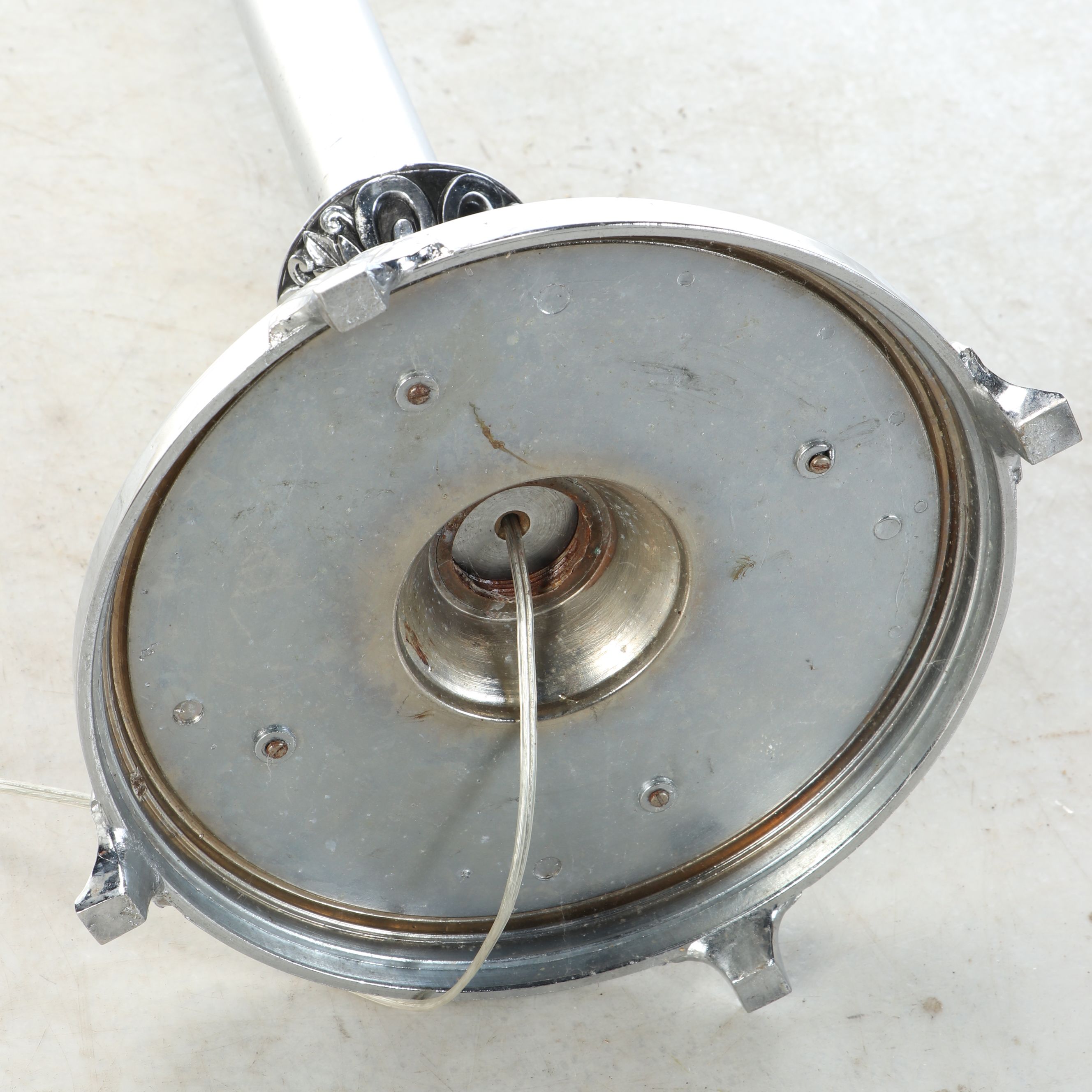 Victorian Style Cast Metal Floor Lamp with Frosted Glass Panels